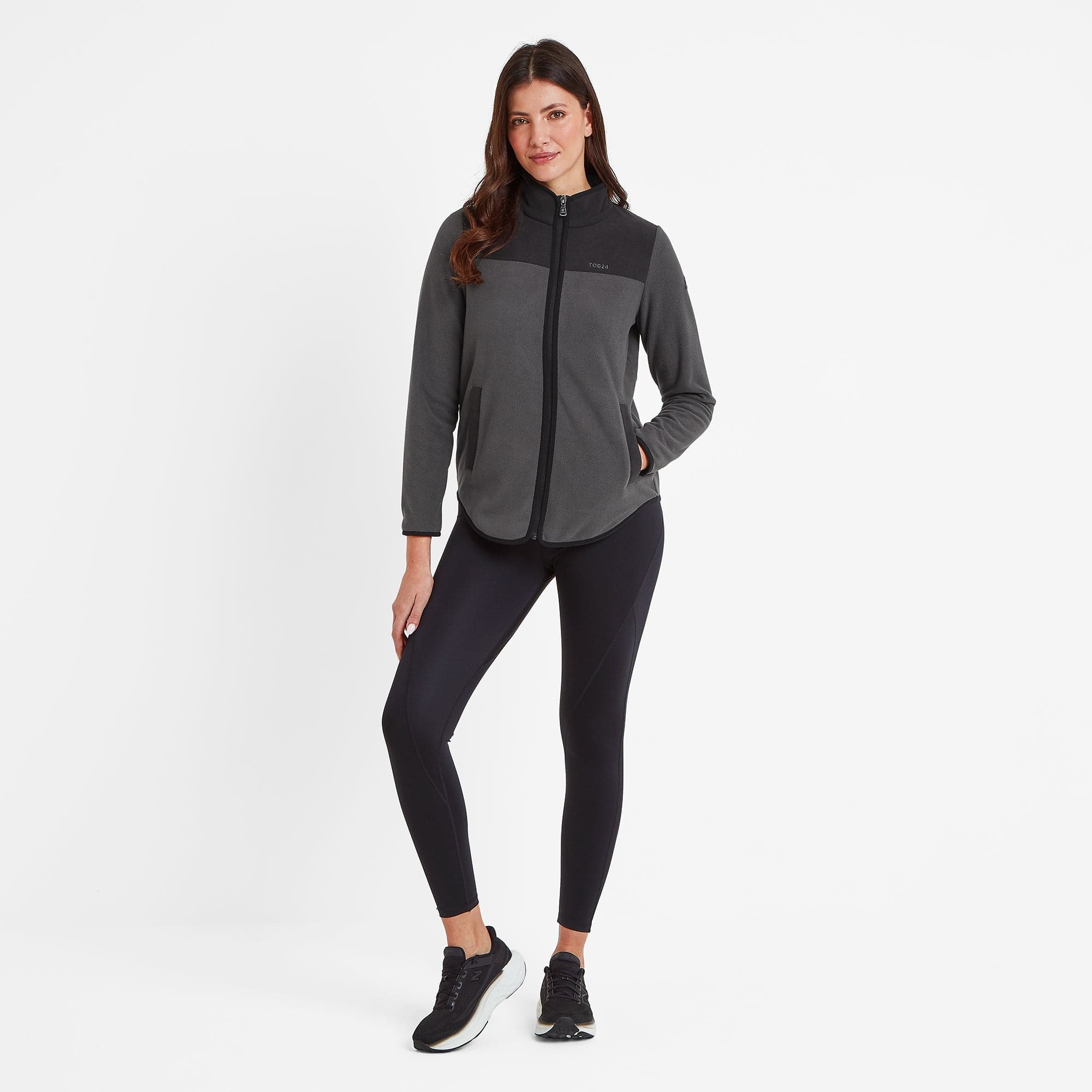 Carty Womens Colour Block Fleece Jacket - Washed Black/Black - Image 4
