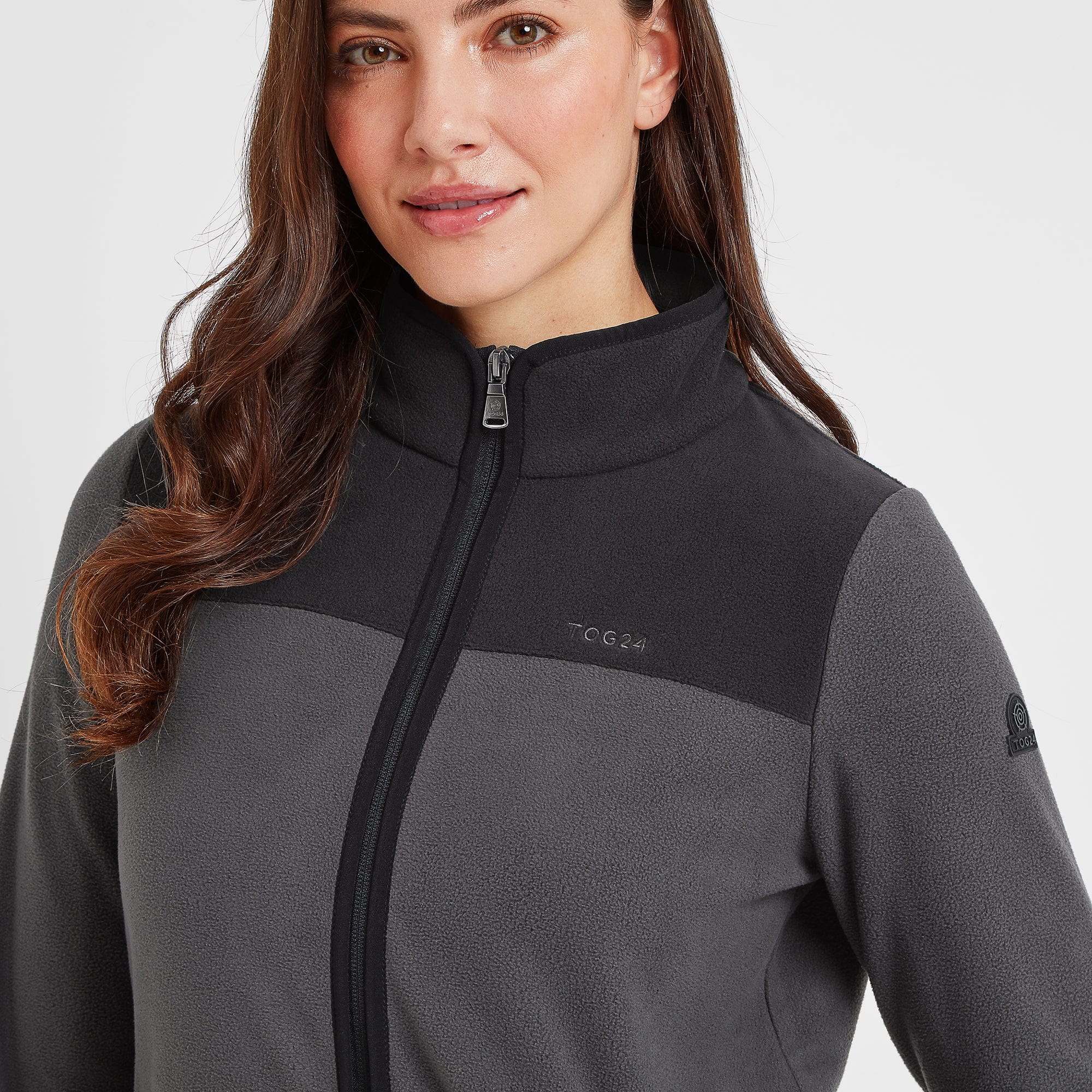 Carty Womens Colour Block Fleece Jacket - Washed Black/Black - Image 6