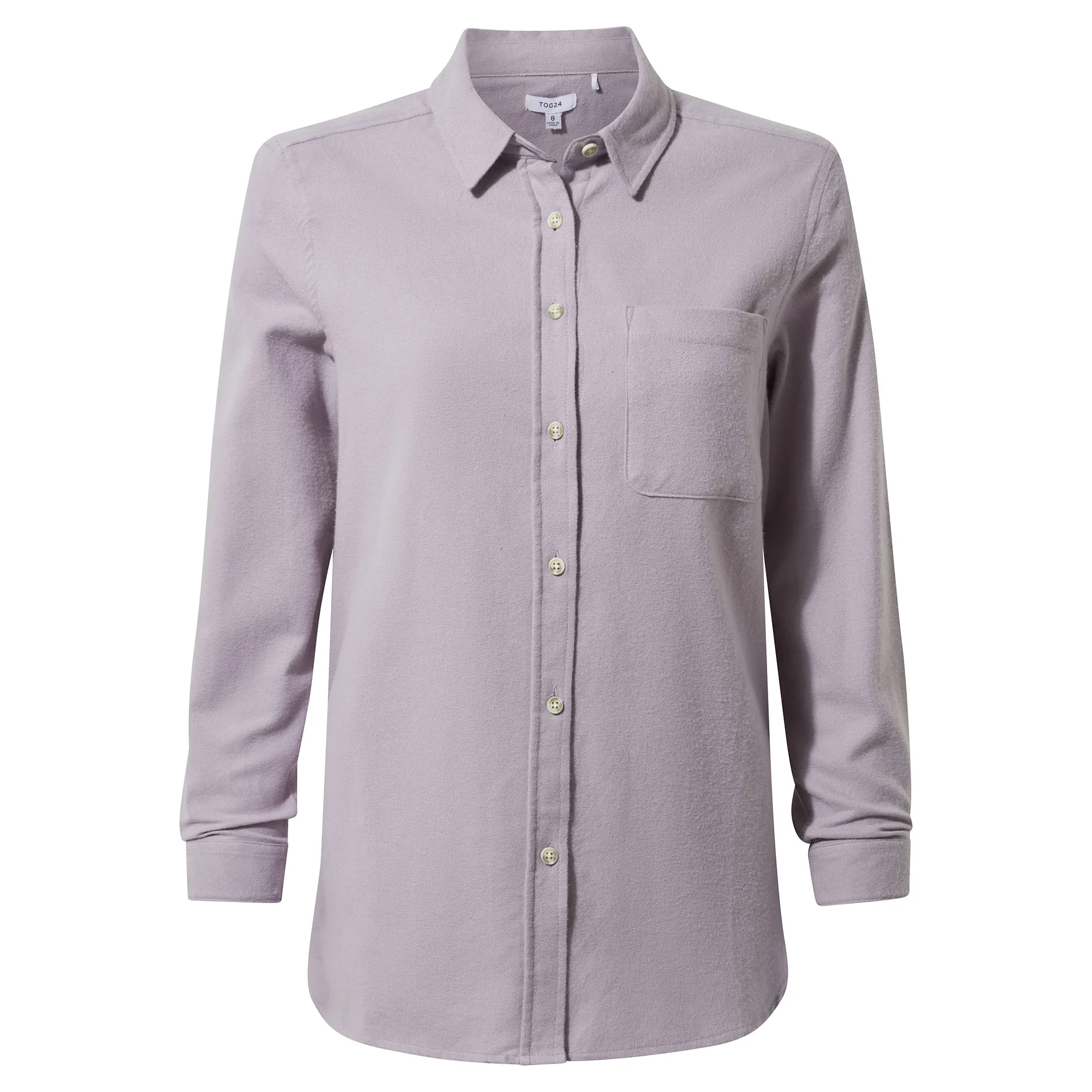 Caswell Womens Long Sleeve Cotton Herringbone Shirt - Lavender Grey - Image 7
