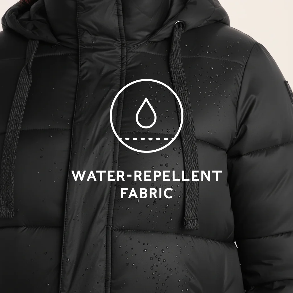 Cautley Womens Long Padded Shower Resistant Jacket - Black - Image 11
