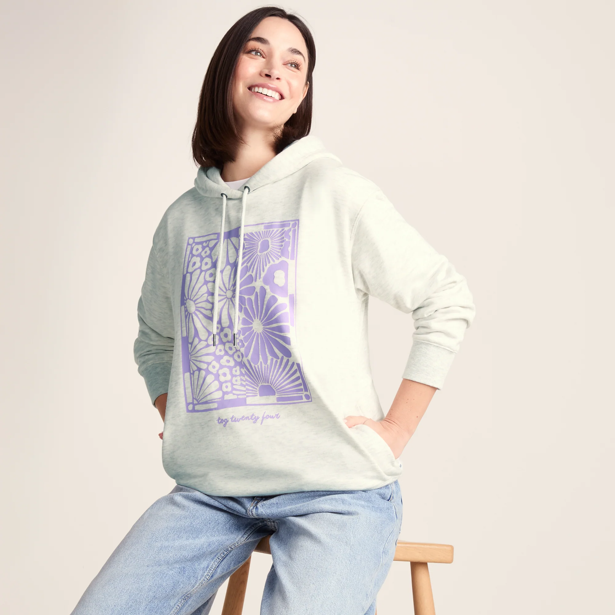 Ciara Womens Supersoft Relaxed Fit Hoody - Ice Grey Marl - Image 4