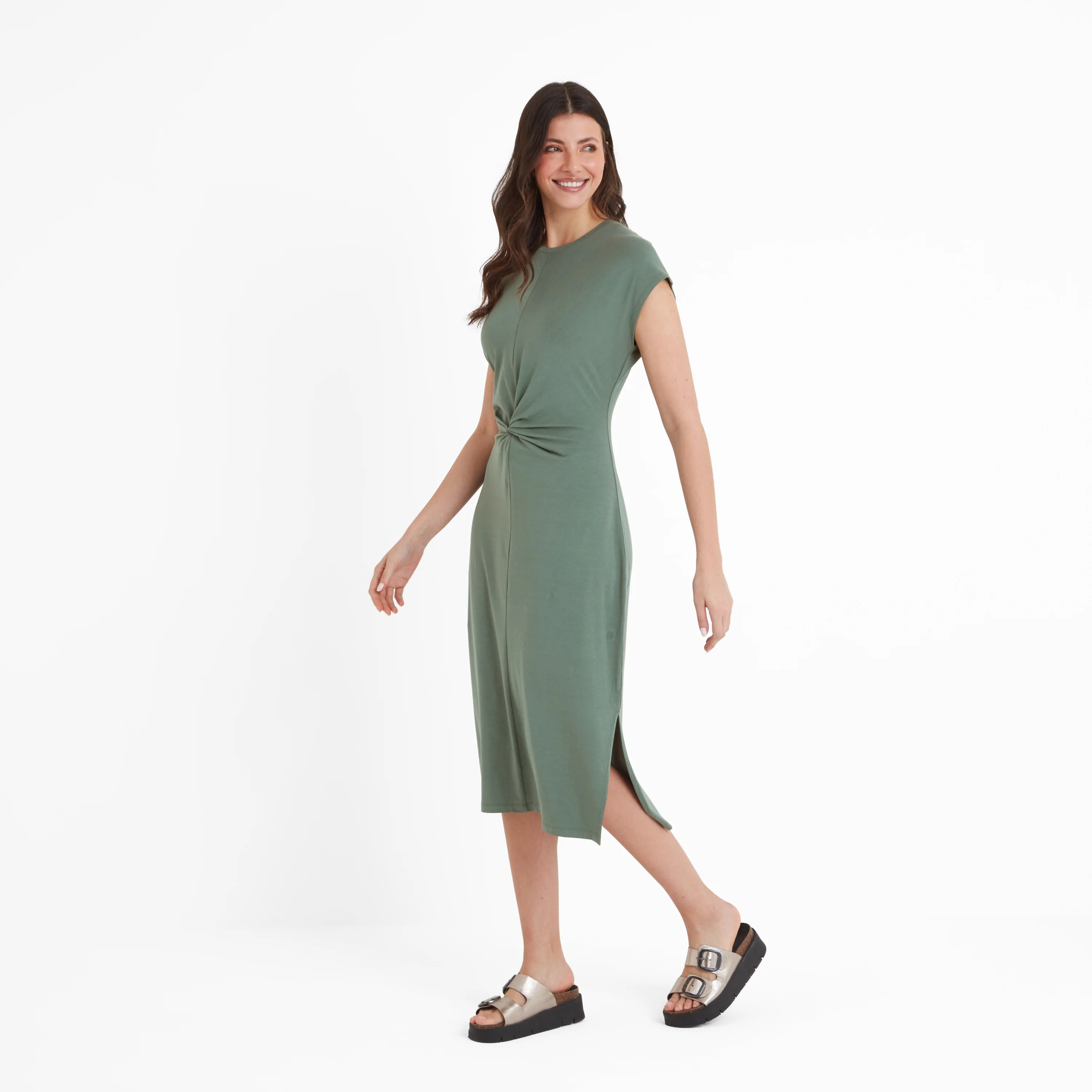 Claire Womens Supersoft Jersey Dress - Light Forest
