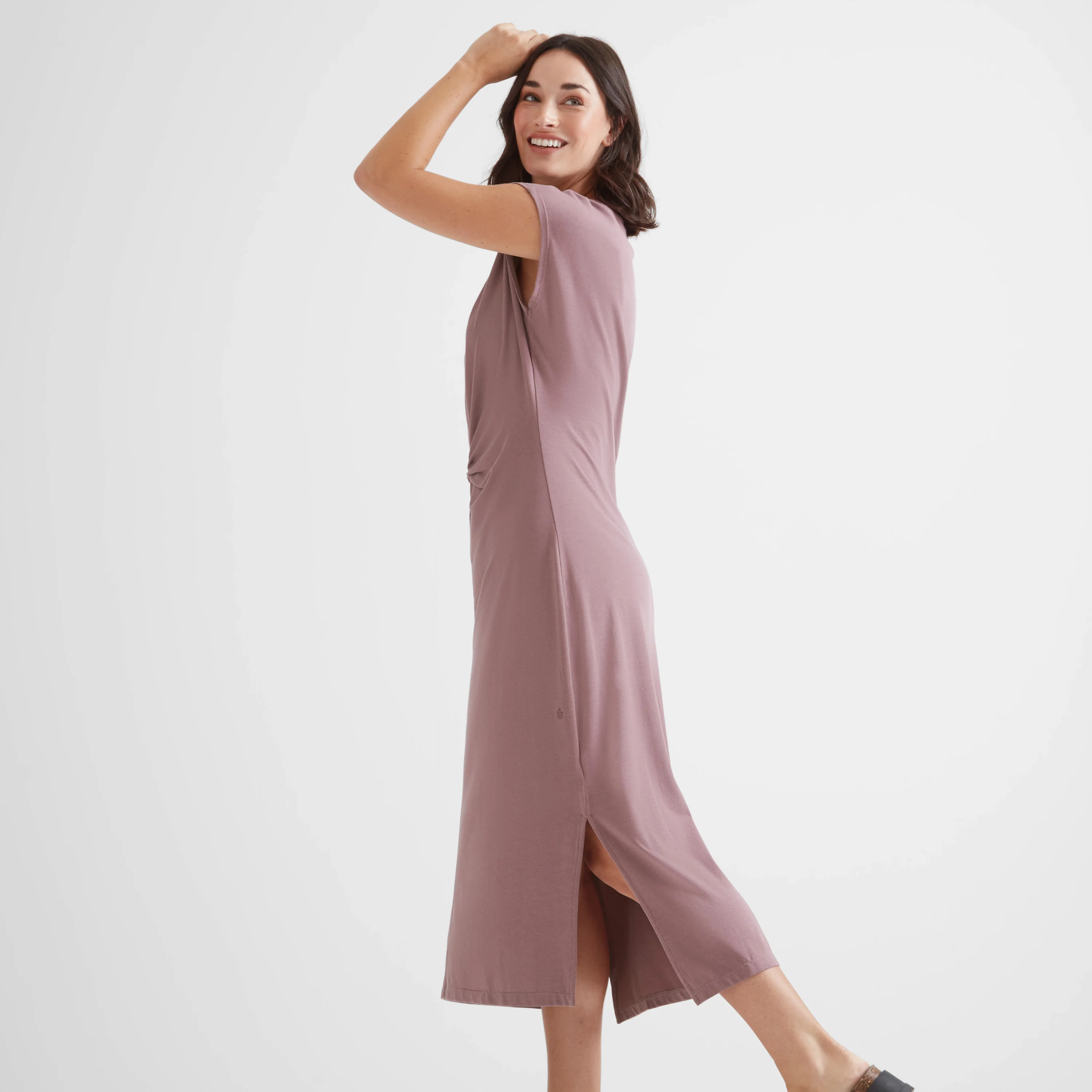 Claire Womens Supersoft Jersey Dress - Mauve - Image 2