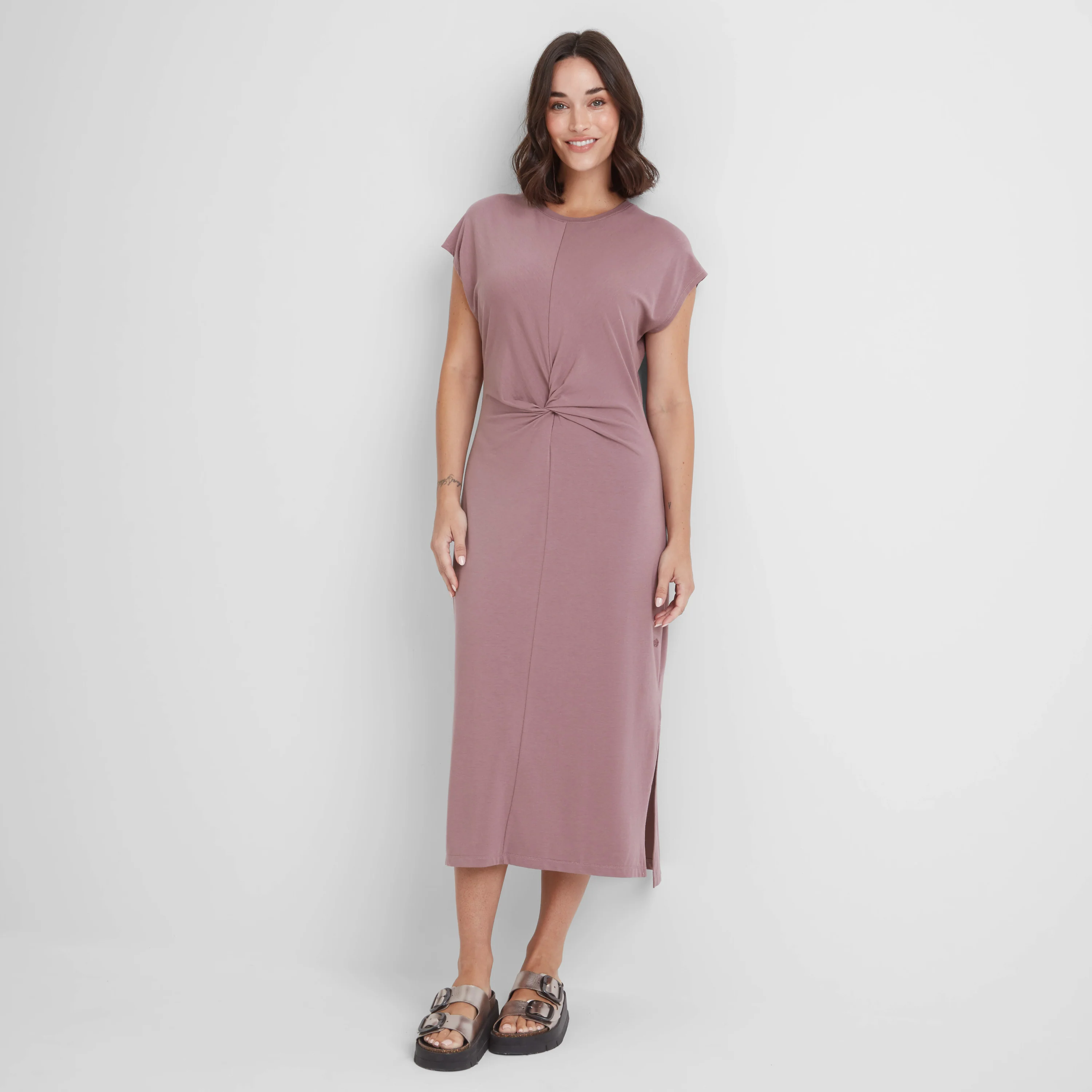 Claire Womens Supersoft Jersey Dress - Mauve - Image 4