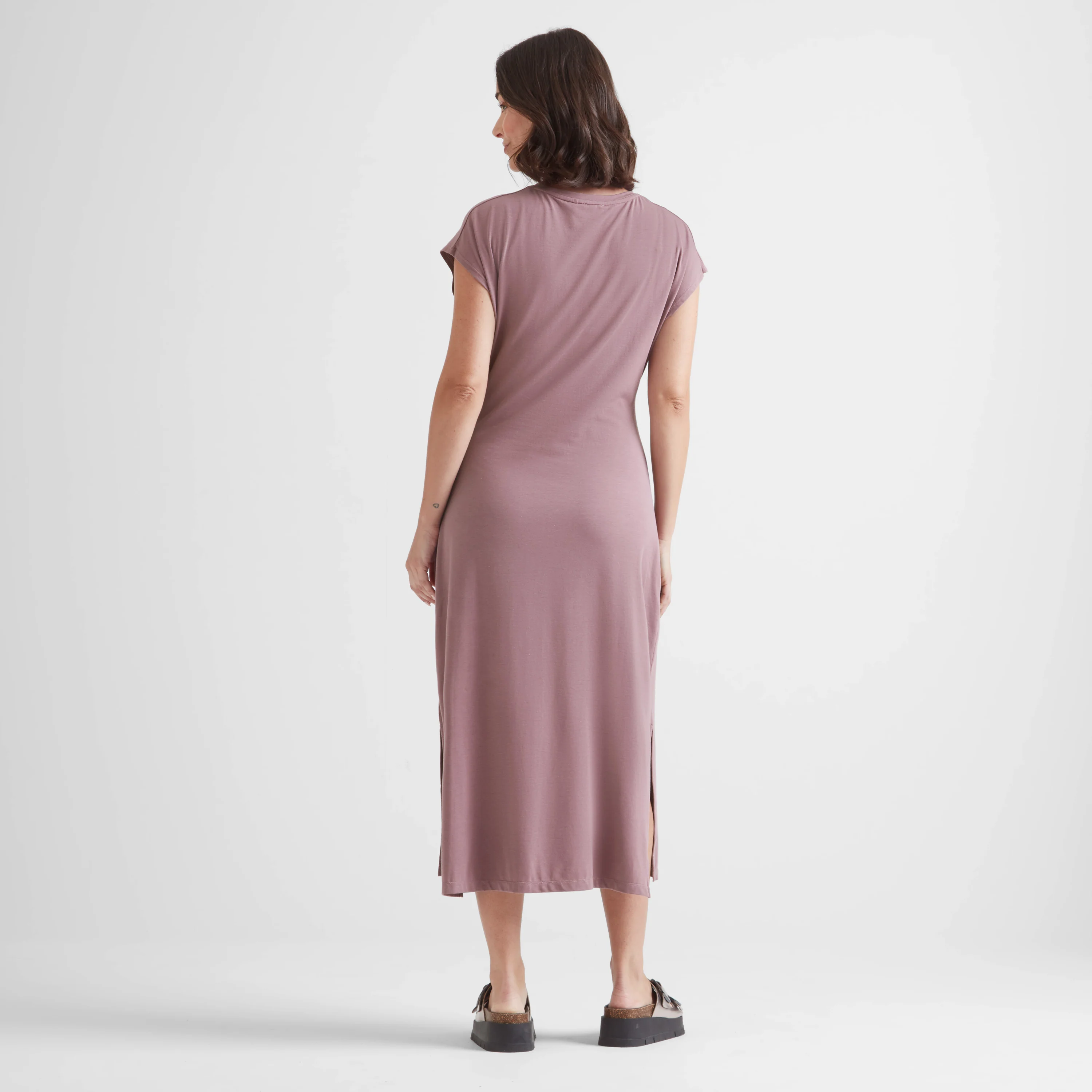 Claire Womens Supersoft Jersey Dress - Mauve - Image 5