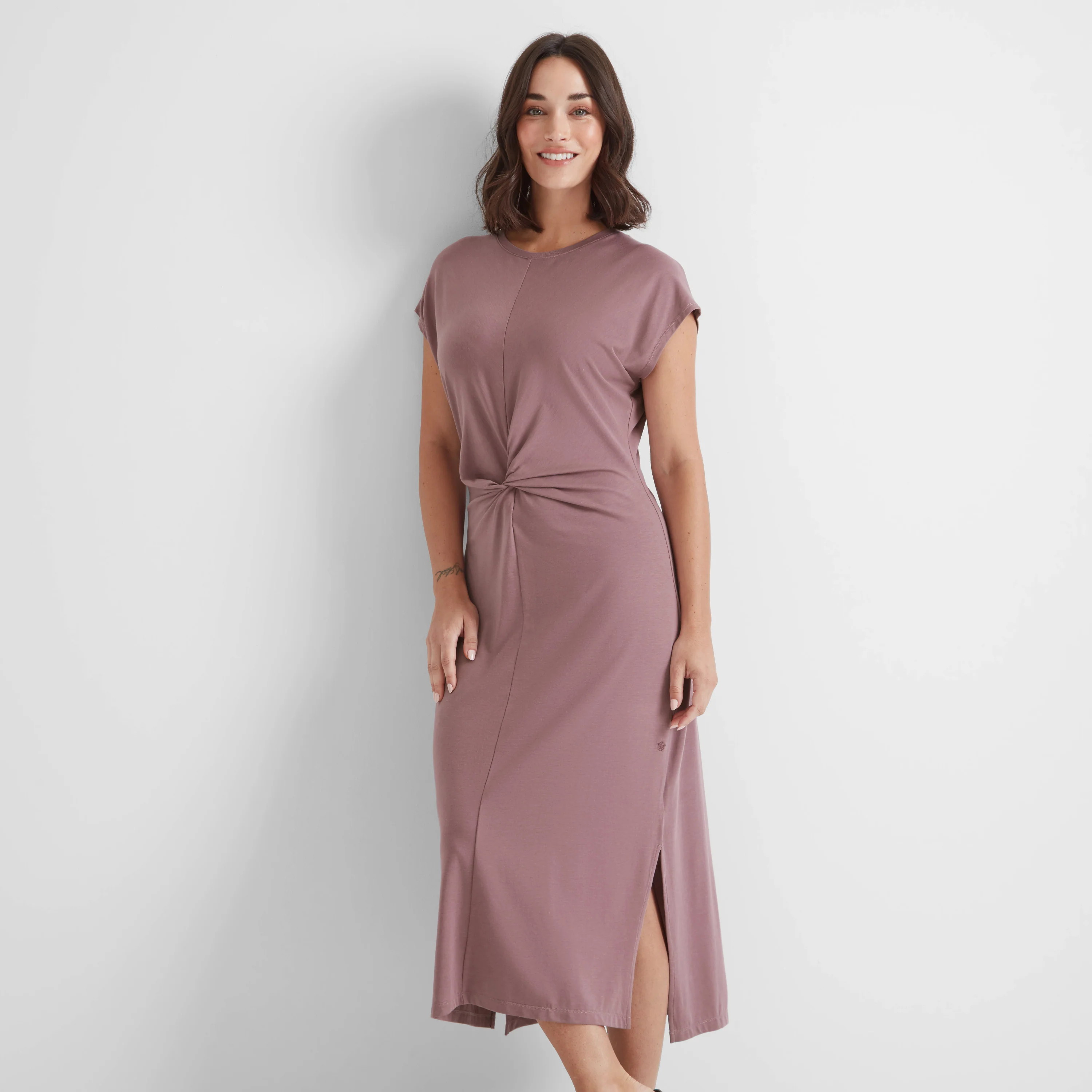 Claire Womens Supersoft Jersey Dress - Mauve - Image 7