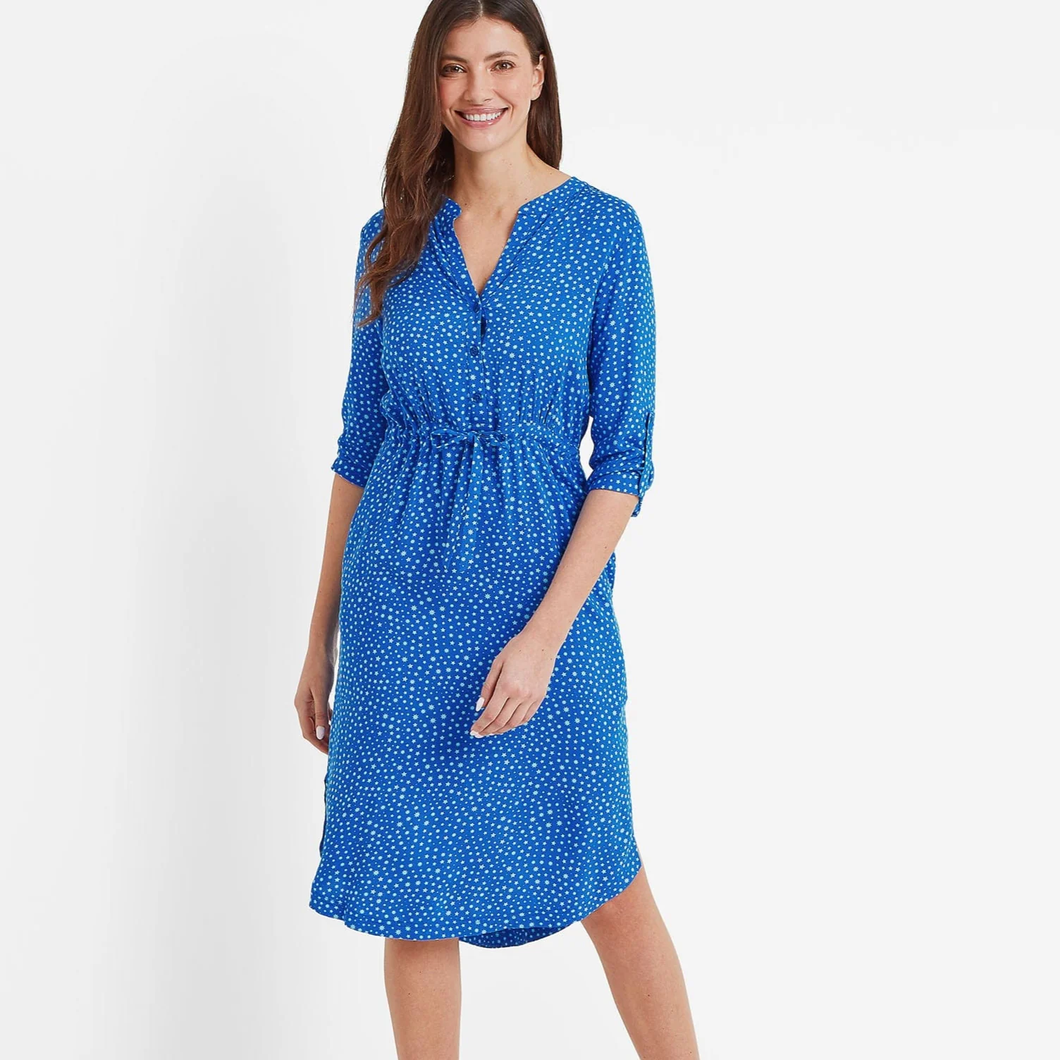 Claudia Womens Shirt Dress - Mykonos Blue Star Print - Image 2