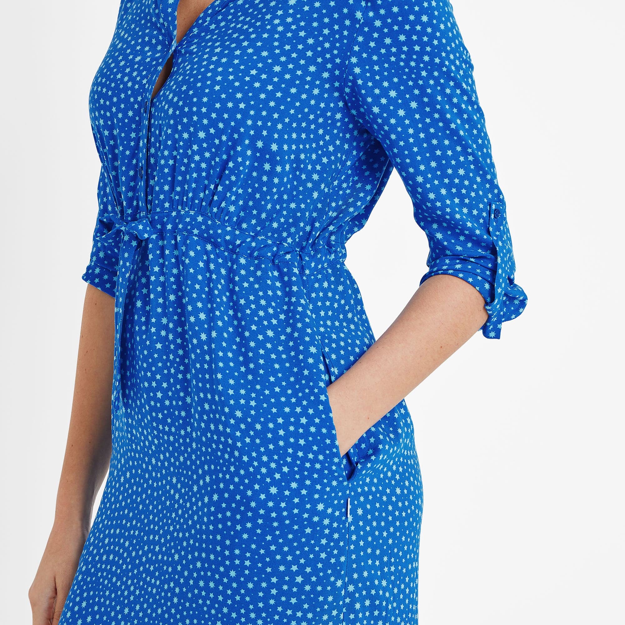 Claudia Womens Shirt Dress - Mykonos Blue Star Print - Image 5