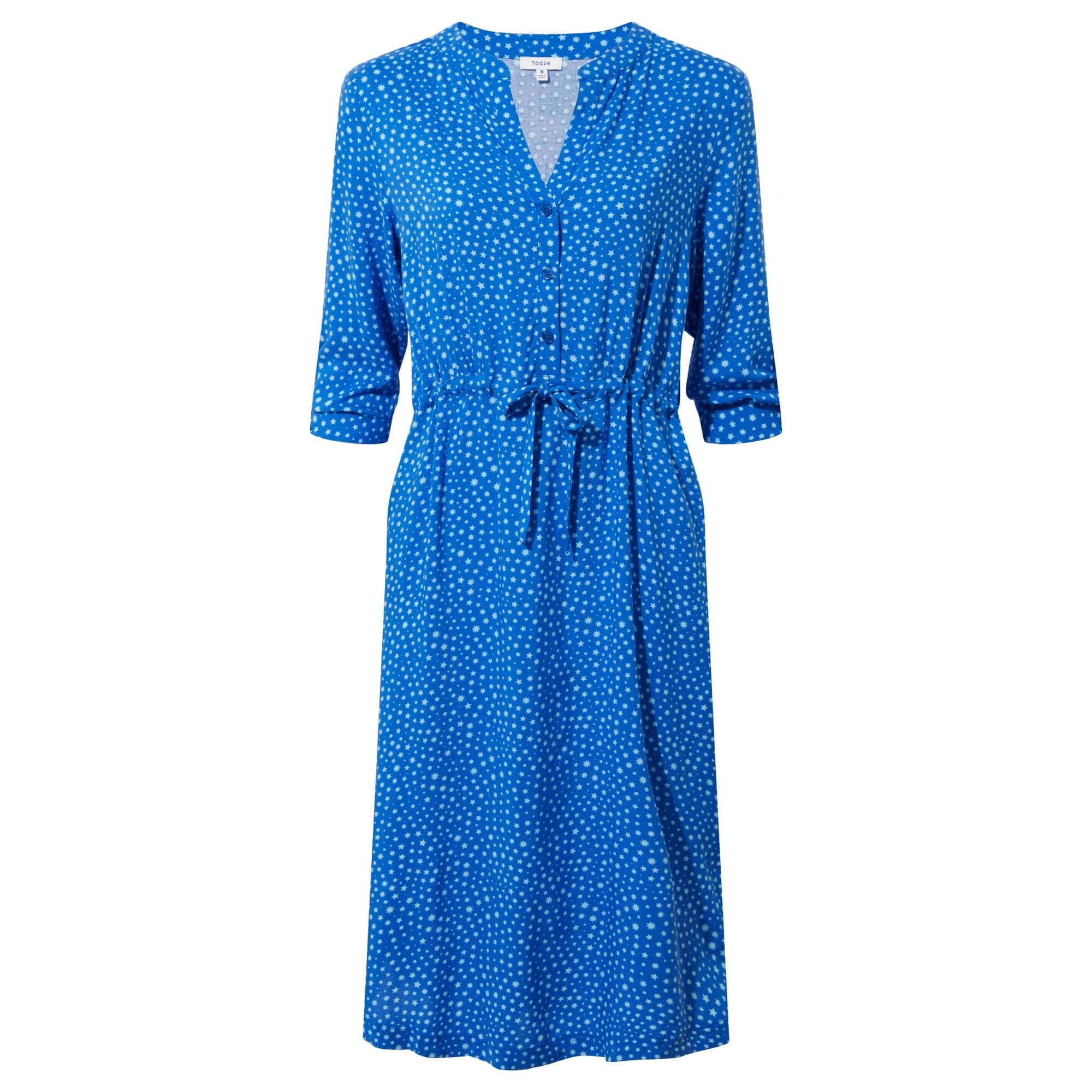 Claudia Womens Shirt Dress - Mykonos Blue Star Print - Image 6