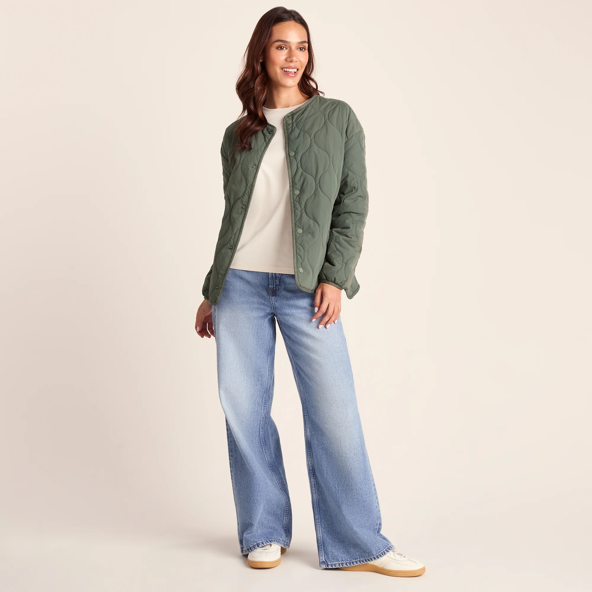 Cleadon Womens Relaxed Fit Shower Resistant Lightweight Insulated Jacket - Pale Khaki - Image 2