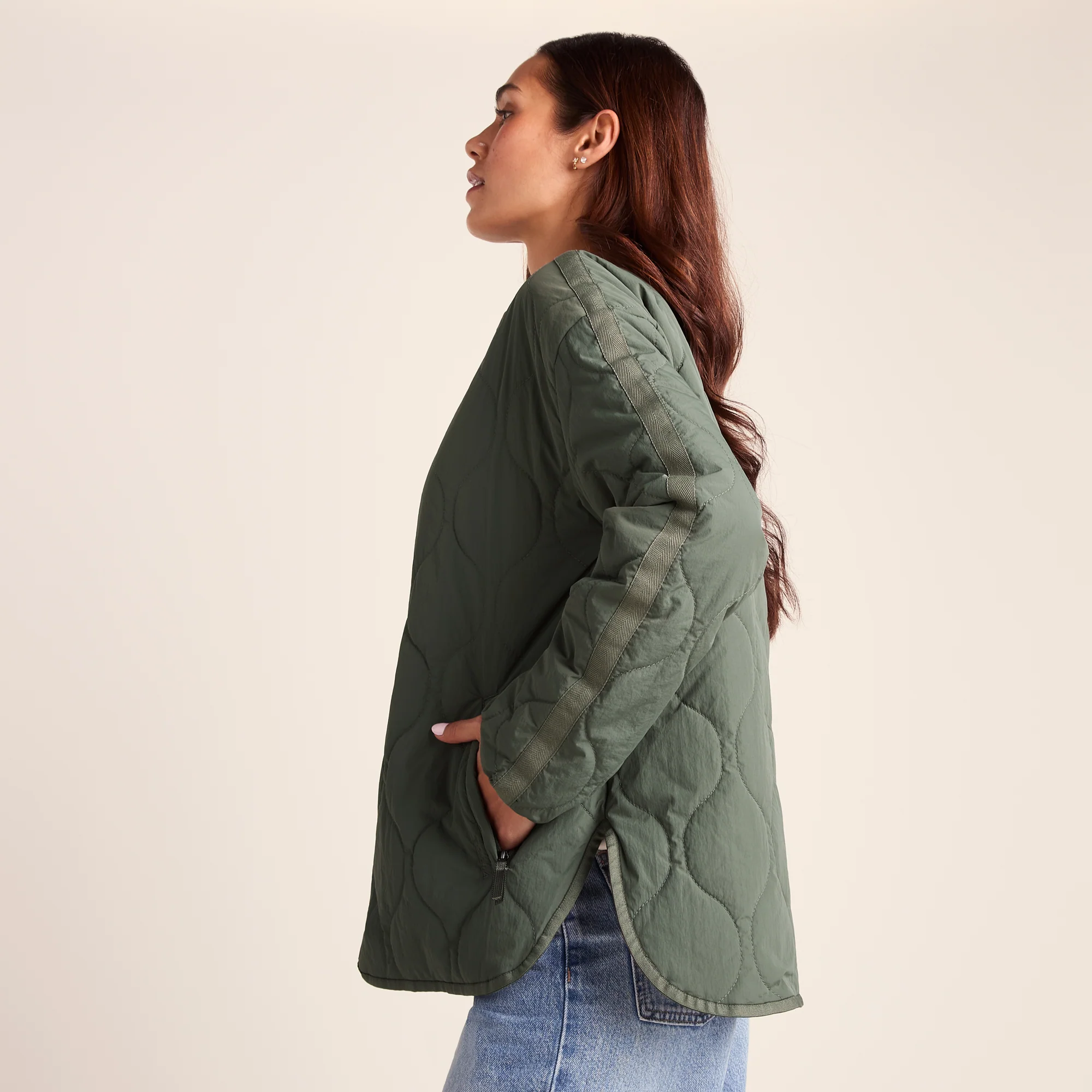Cleadon Womens Relaxed Fit Shower Resistant Lightweight Insulated Jacket - Pale Khaki - Image 5
