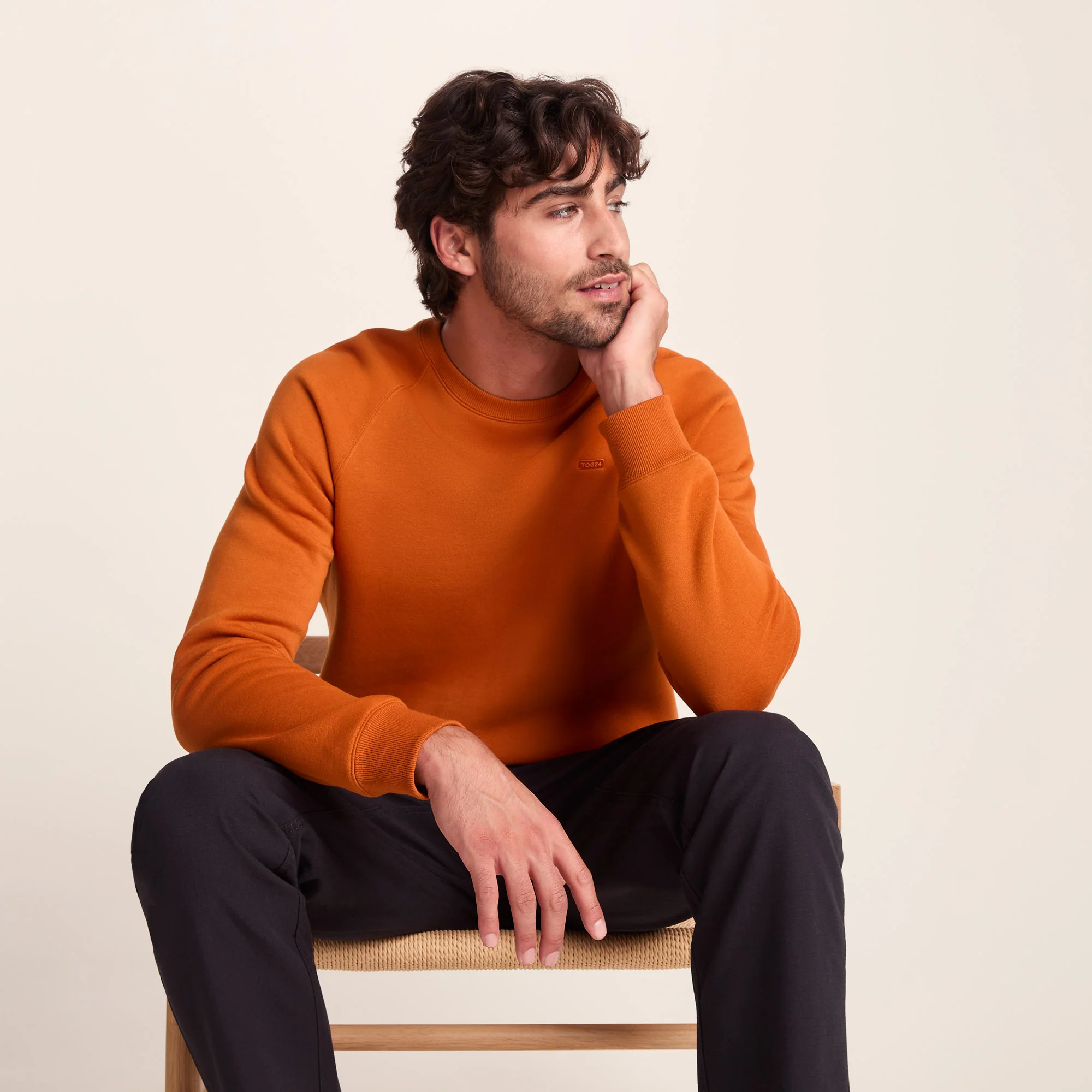 Clitheroe Mens Supersoft Raglan Sweat - Mahogany Orange - Image 6