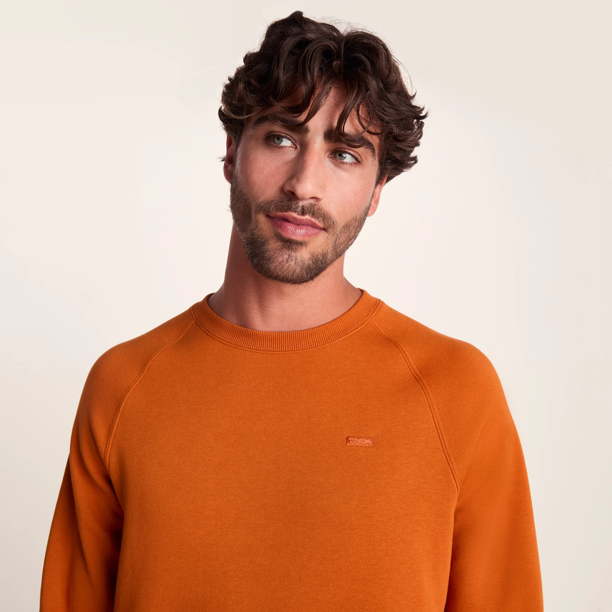 Clitheroe Mens Supersoft Raglan Sweat - Mahogany Orange - Image 8