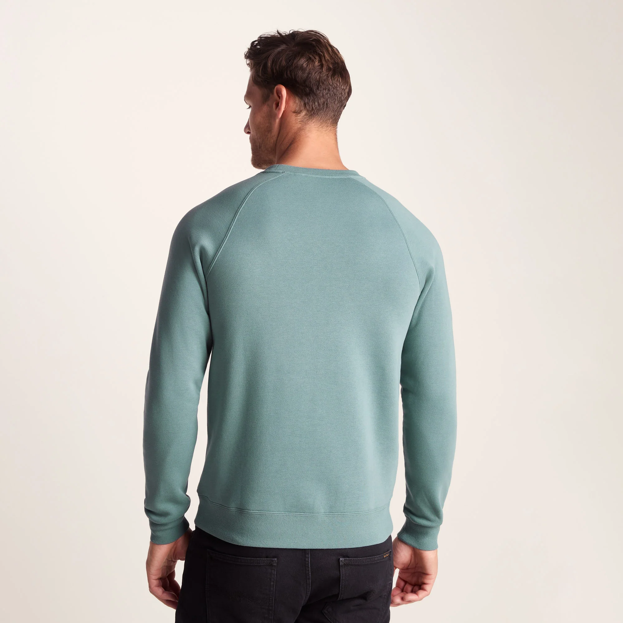 Clitheroe Mens Supersoft Raglan Sweat - Smokey Teal - Image 9