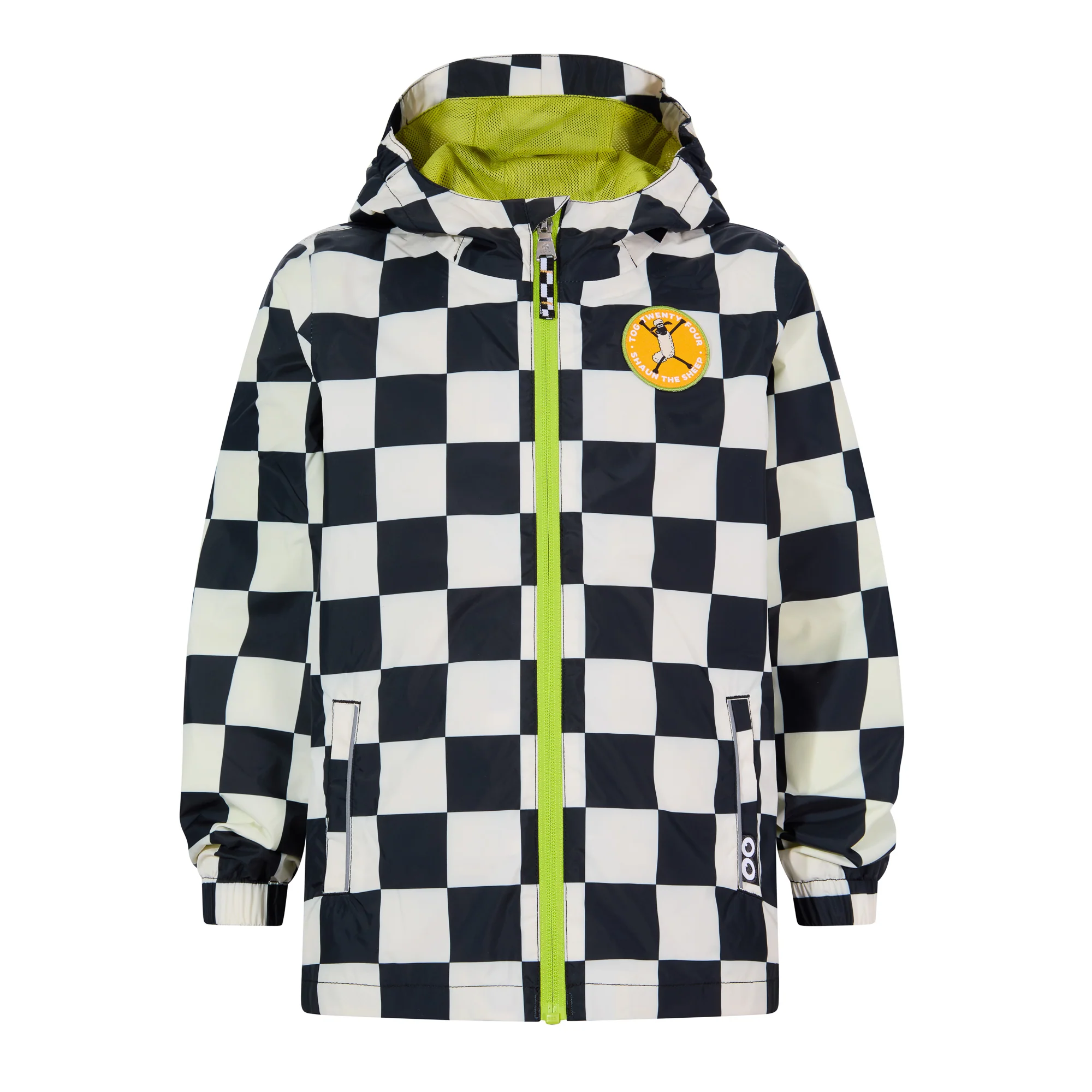 Cohampshire Kids Shaun the Sheep Waterproof Jacket - Black White Checkerboard - Image 8