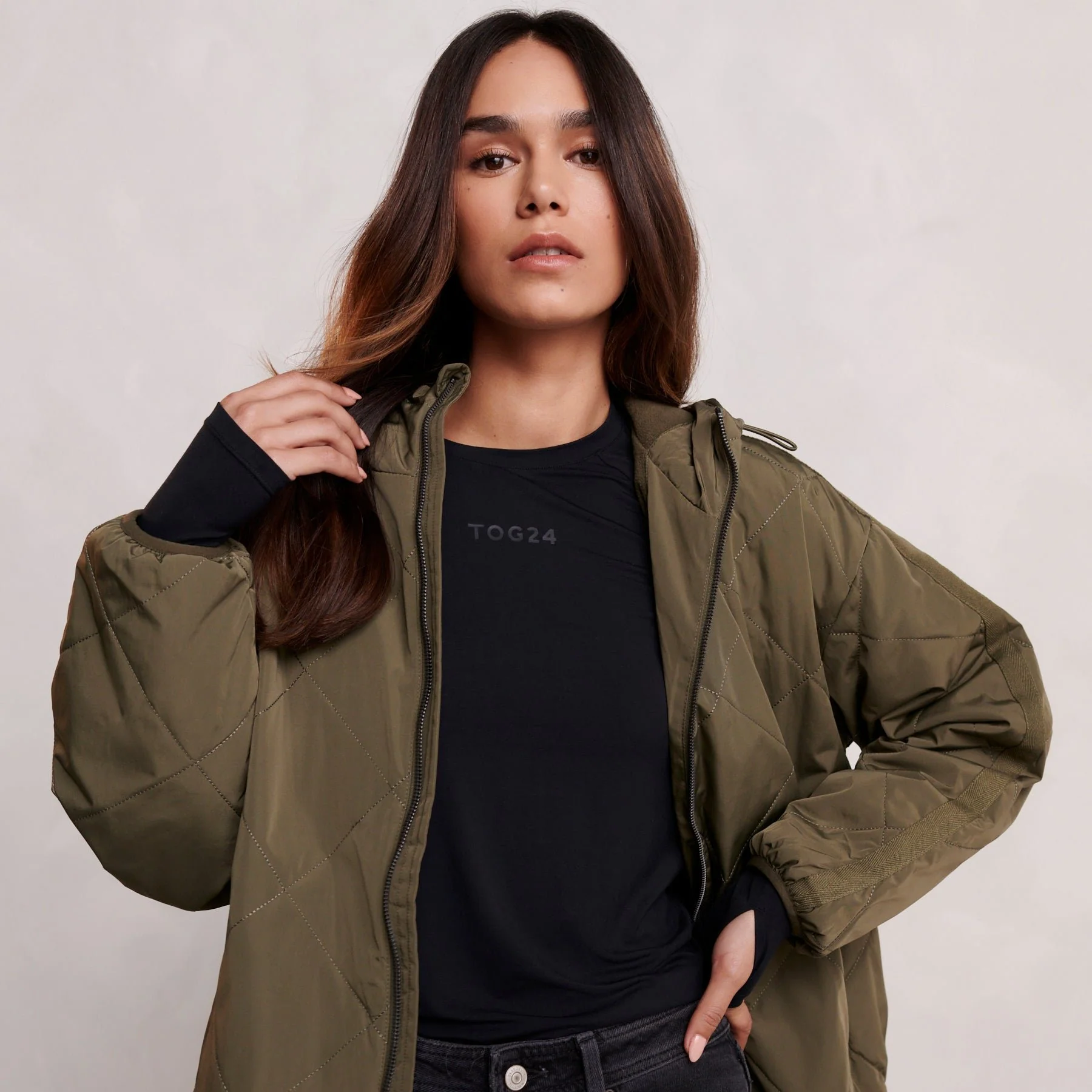 Corlae Womens Oversized Shower Resistant Insulated Jacket - Khaki - Image 10