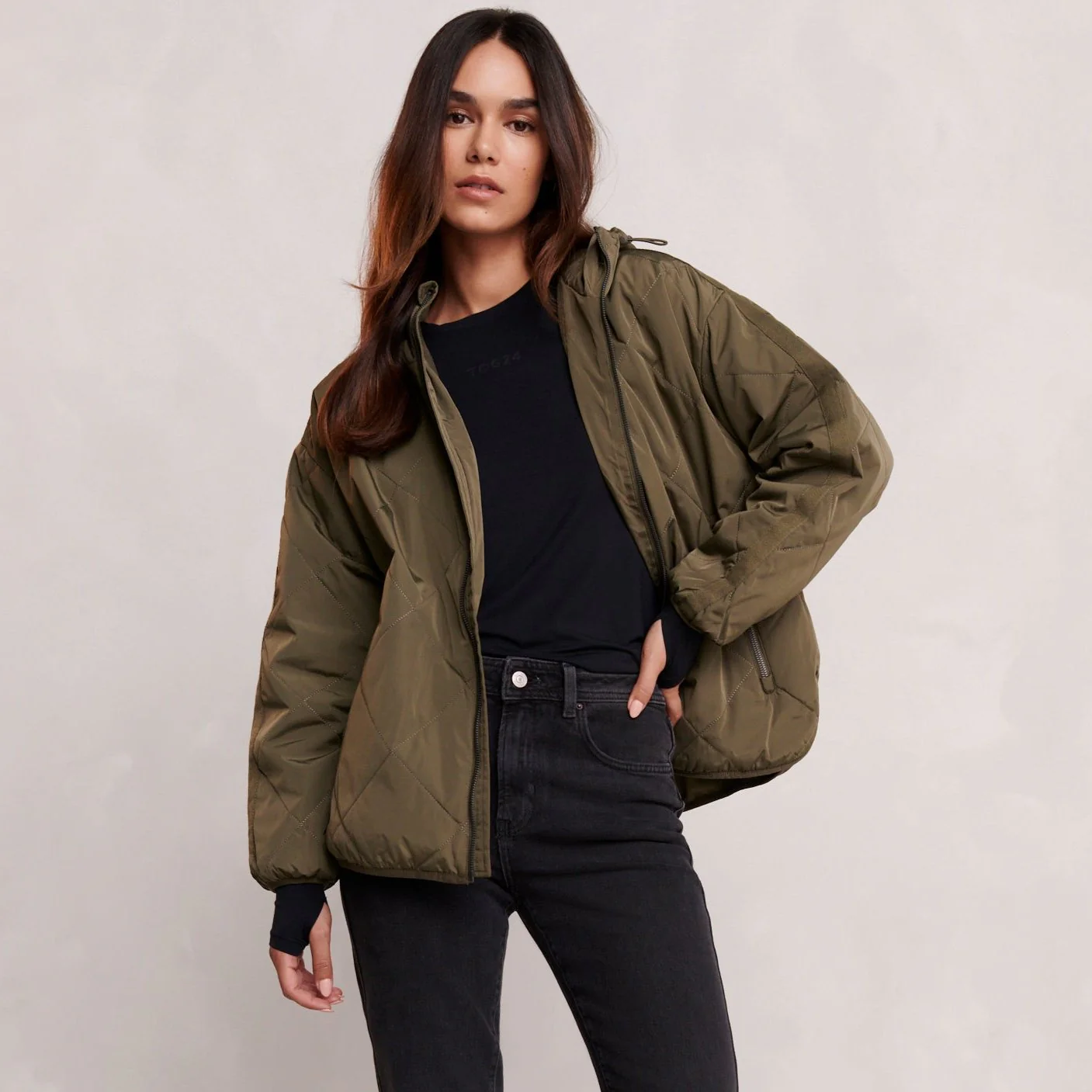 Corlae Womens Oversized Shower Resistant Insulated Jacket - Khaki - Image 9
