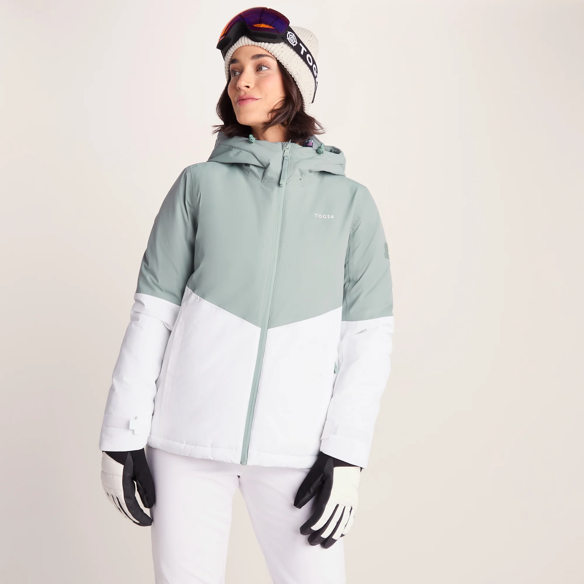 Corvara Womens Waterproof Insulated Ski Jacket - Mist Grey/Optic White