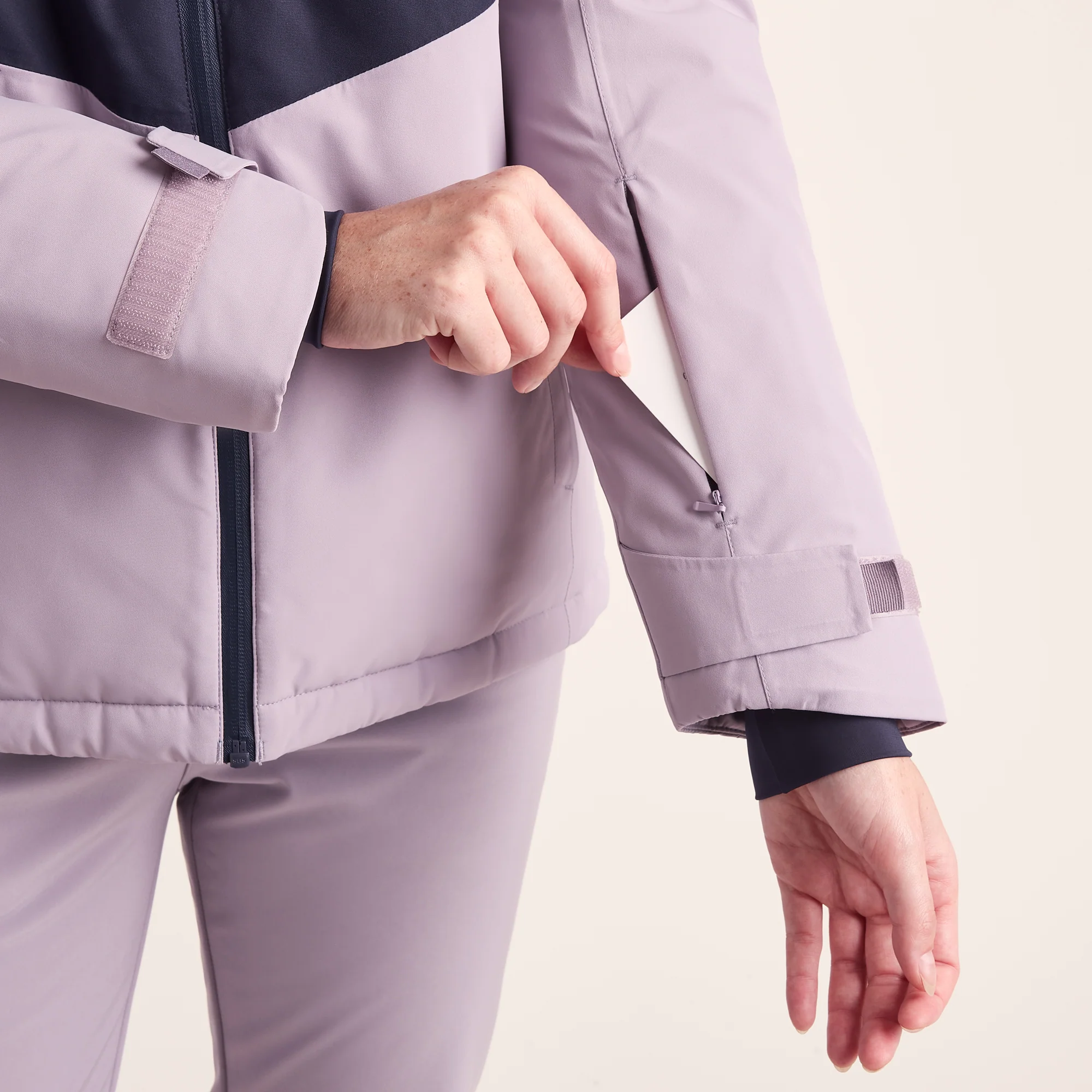 Corvara Womens Waterproof Insulated Ski Jacket - Oxford Blue/Lavender Grey - Image 12