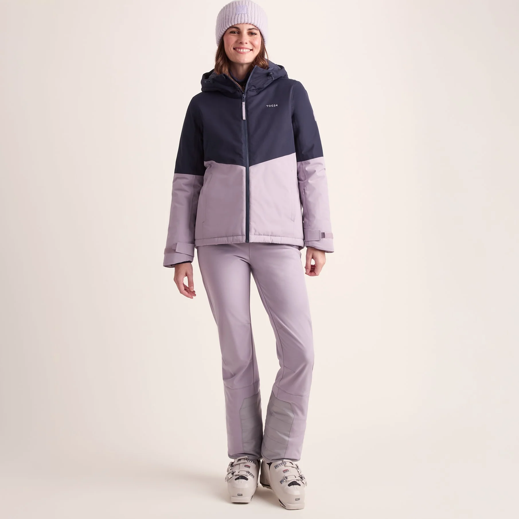 Corvara Womens Waterproof Insulated Ski Jacket - Oxford Blue/Lavender Grey - Image 2