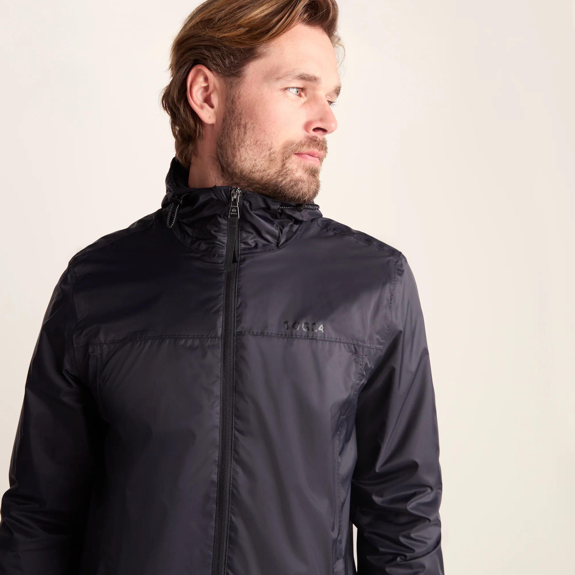 Craven Mens Waterproof Packaway Jacket - Black - Image 5