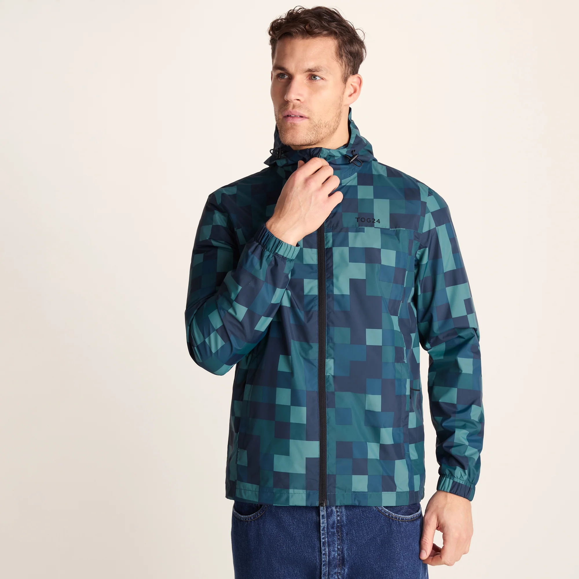 Craven Mens Waterproof Packaway Jacket - Blue Pixel - Image 2