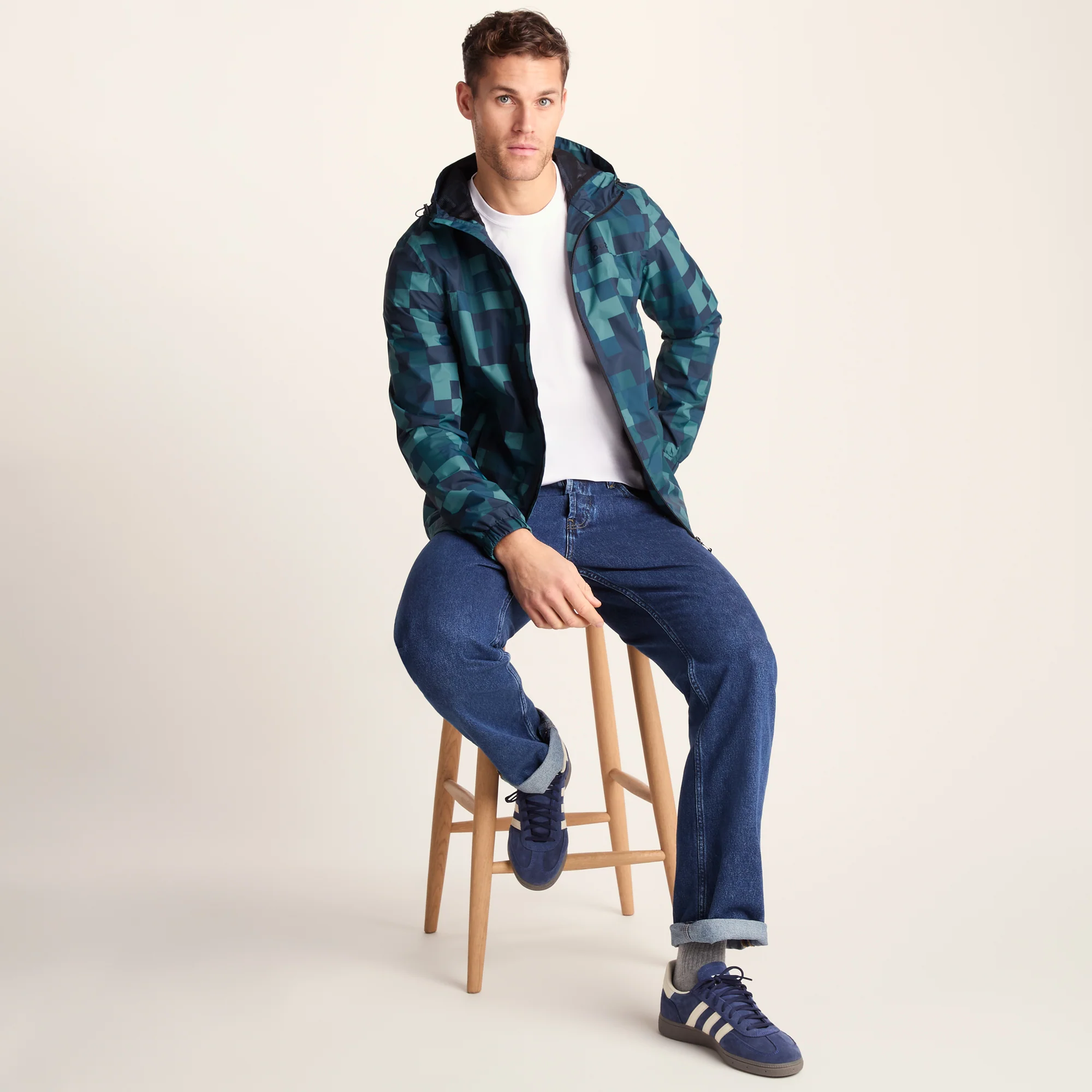 Craven Mens Waterproof Packaway Jacket - Blue Pixel - Image 4
