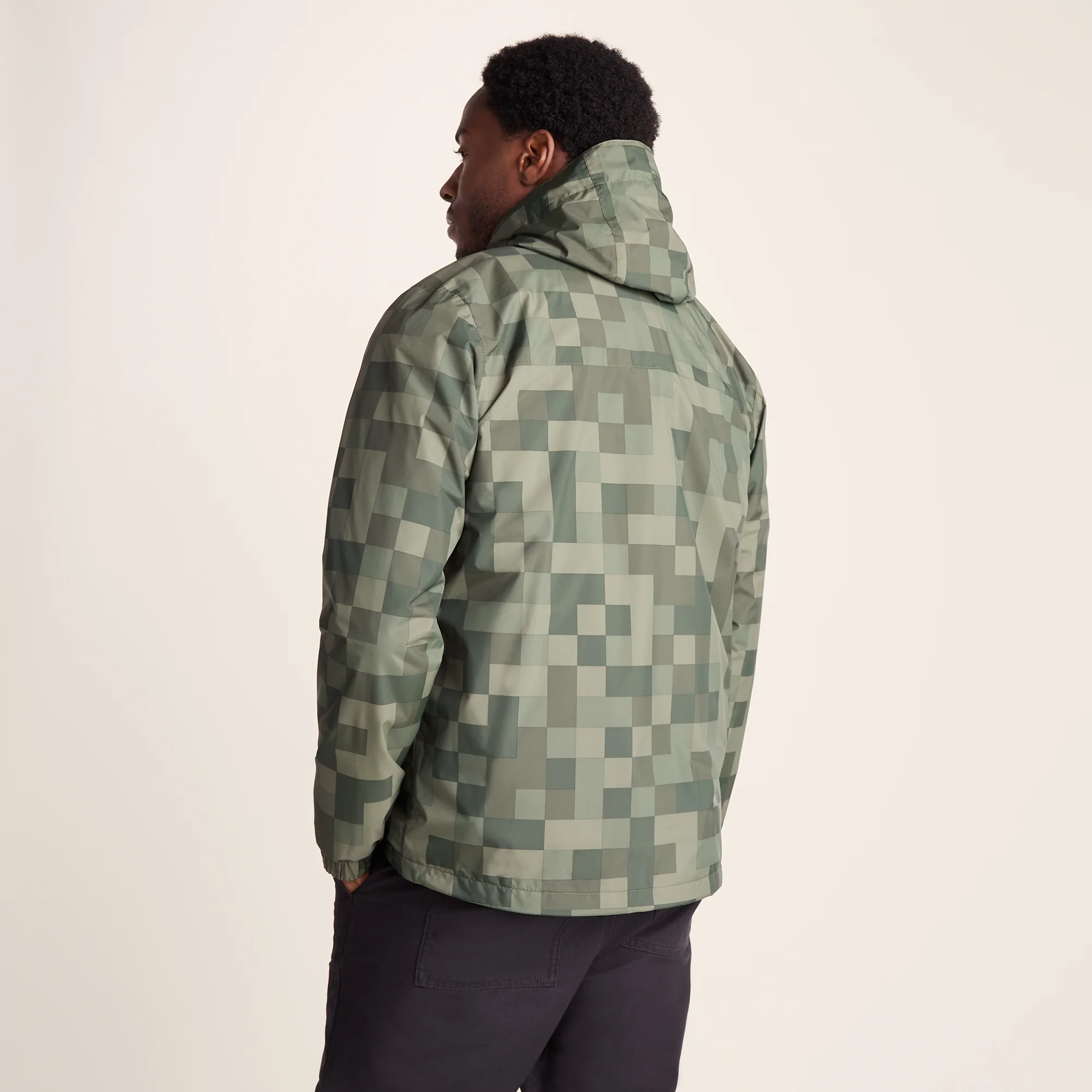 Craven Mens Waterproof Packaway Jacket - Green Pixel - Image 4