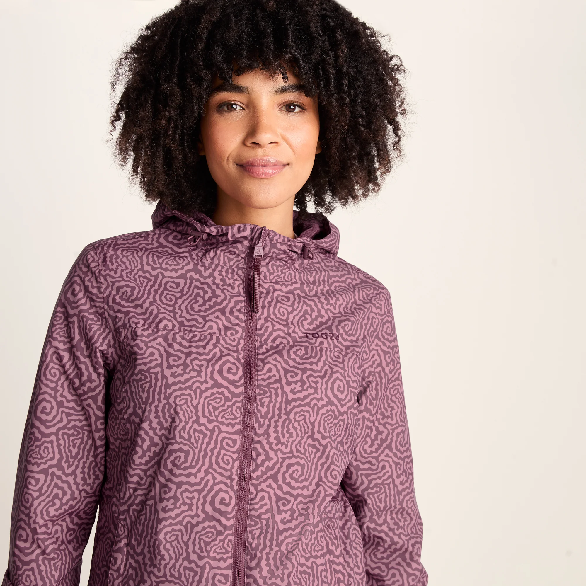 Craven Womens Waterproof Packaway Jacket - Black/Raspberry Wiggle Print - Image 5