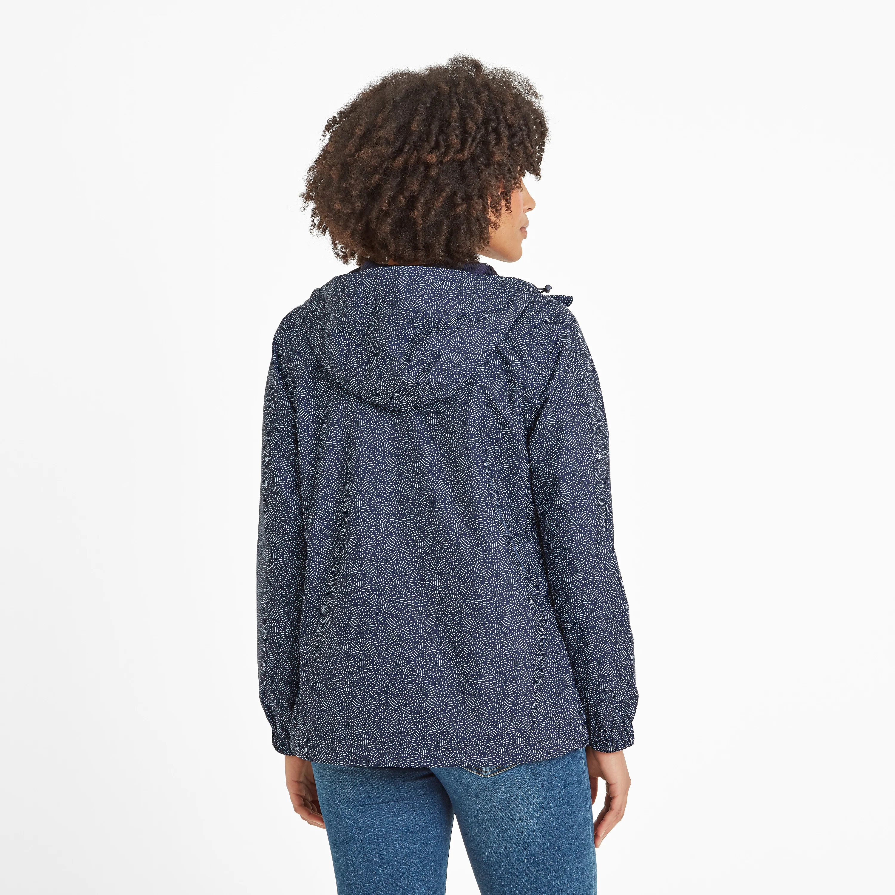 Craven Womens Waterproof Packaway Jacket - Dk Indigo Abstract Print - Image 3