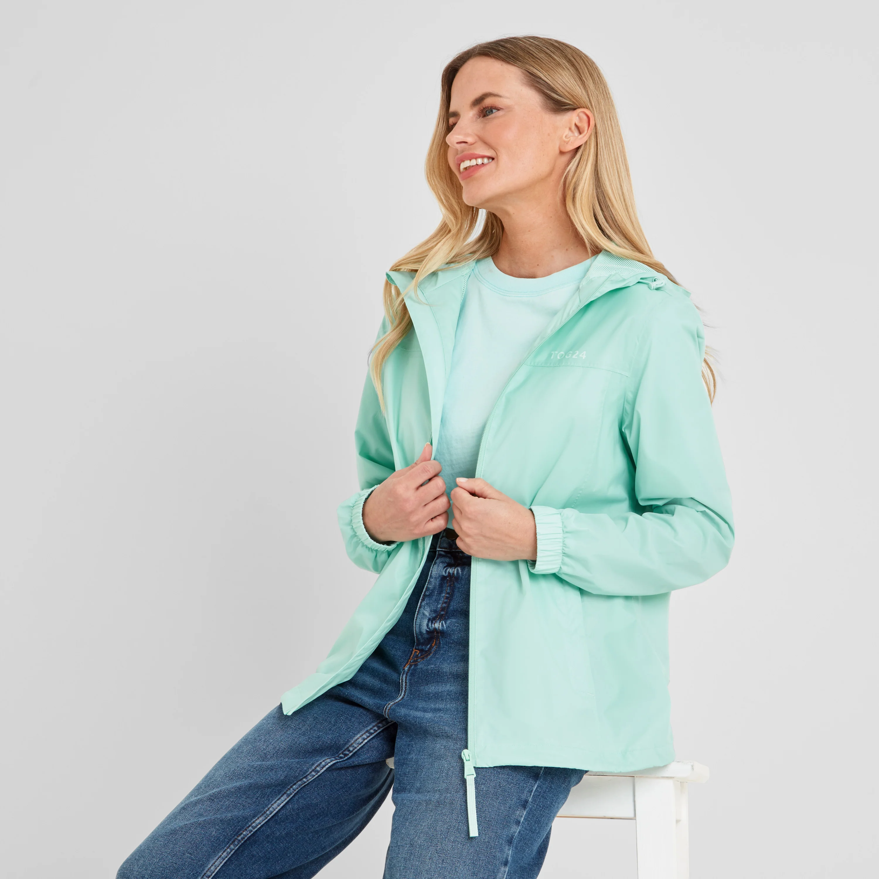 Craven Womens Waterproof Packaway Jacket - Eggshell Blue - Image 4