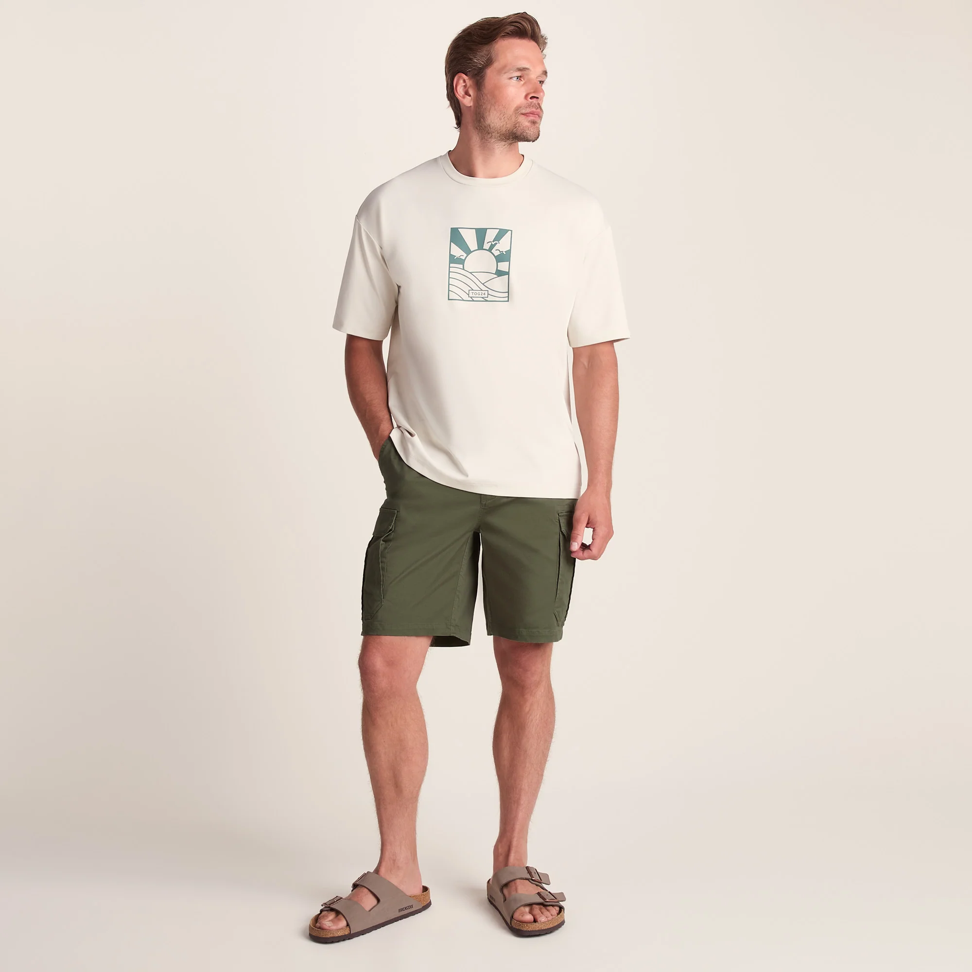 Credo Mens Supersoft Cargo Shorts - Forage Green - Image 5