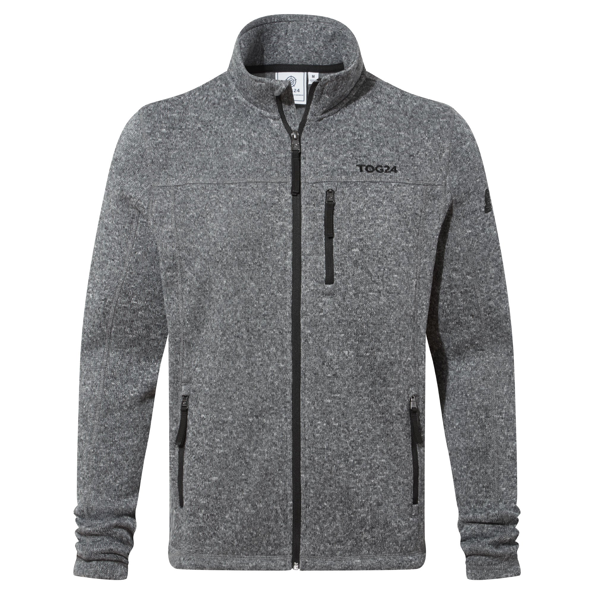 Cresswell Mens Knitlook Fleece Jacket - Dark Grey Marl - Image 7
