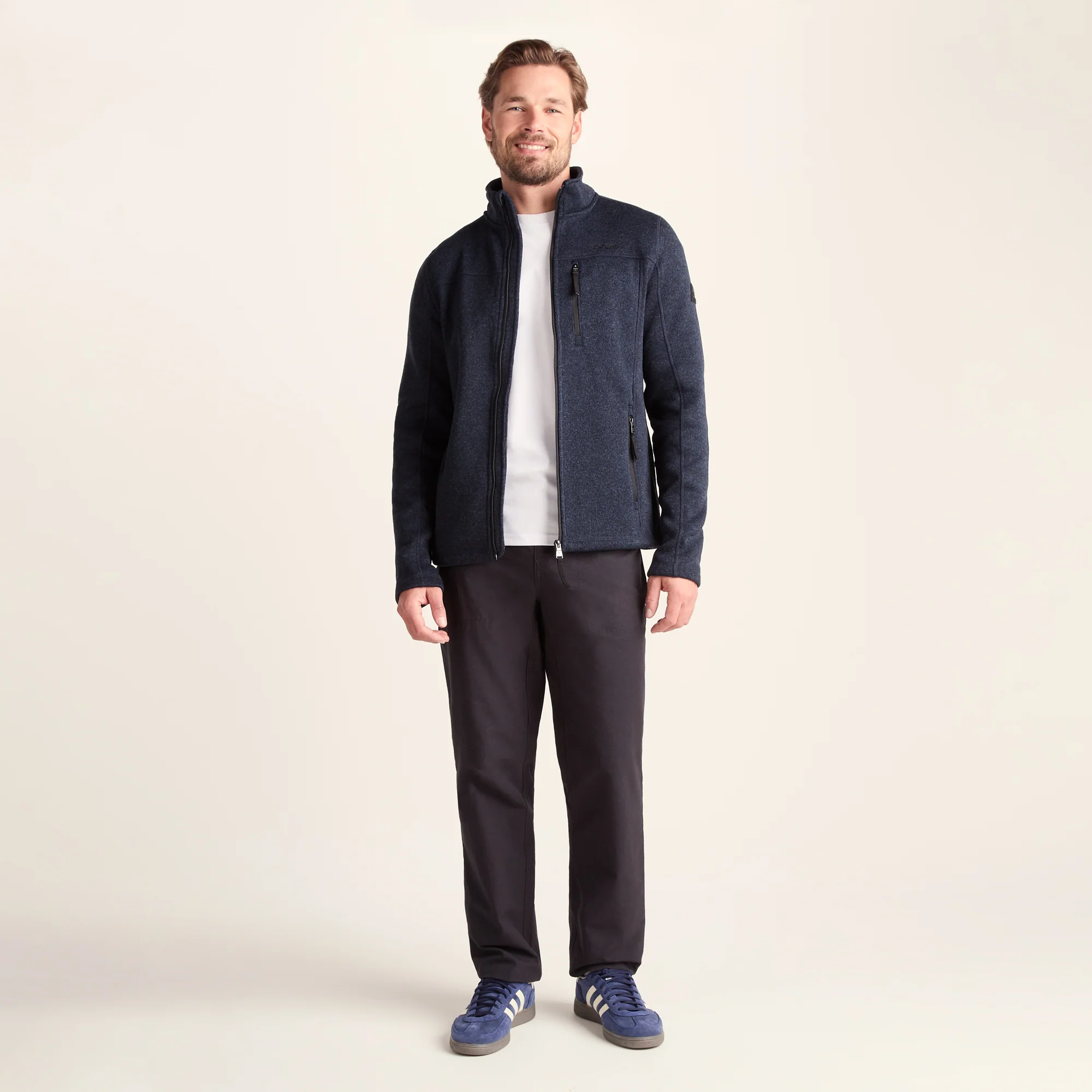 Cresswell Mens Knitlook Fleece Jacket - Dark Indigo Marl - Image 4