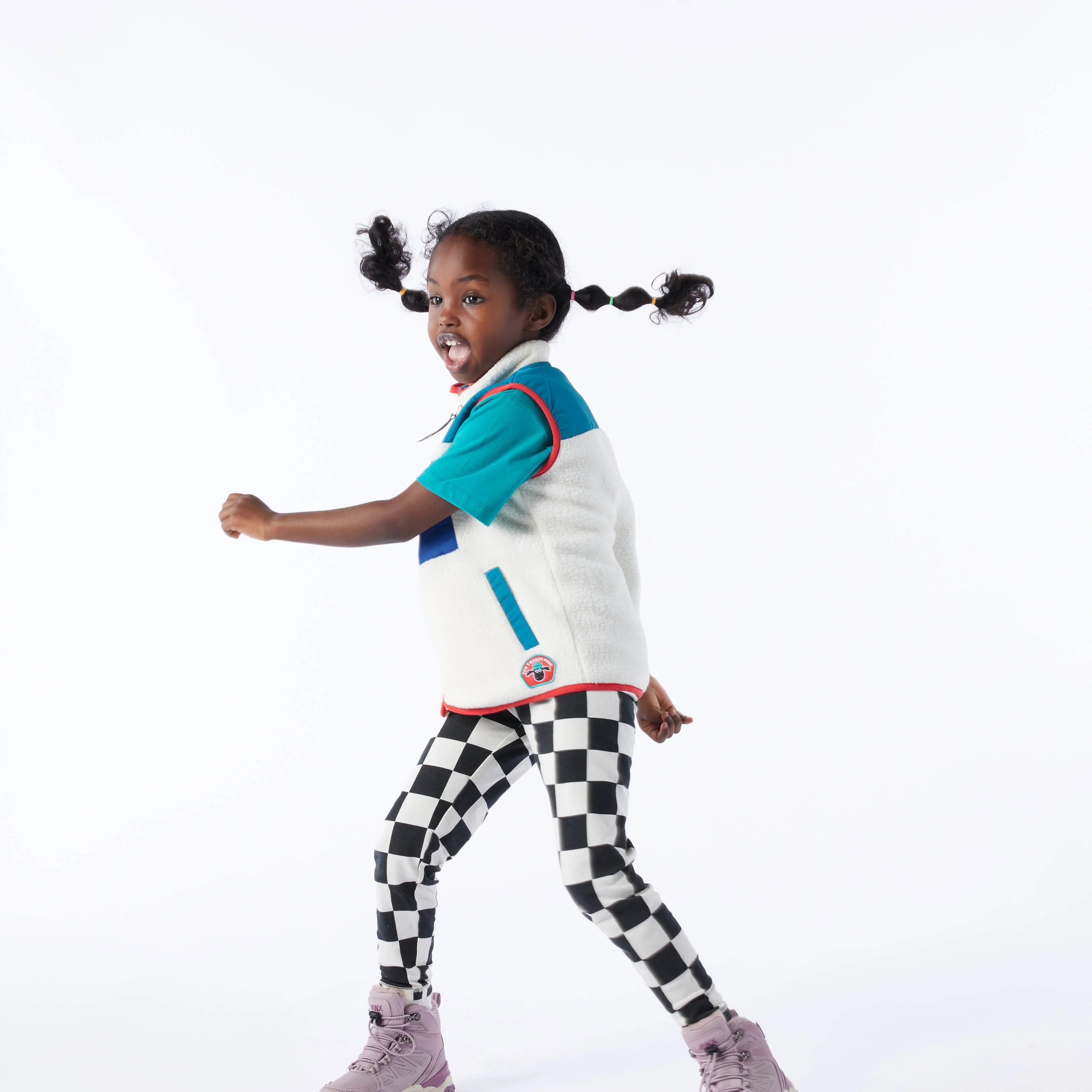 Damara Kids Shaun the Sheep Sherpa Gilet - Woolly/Ocean Blue - Image 2