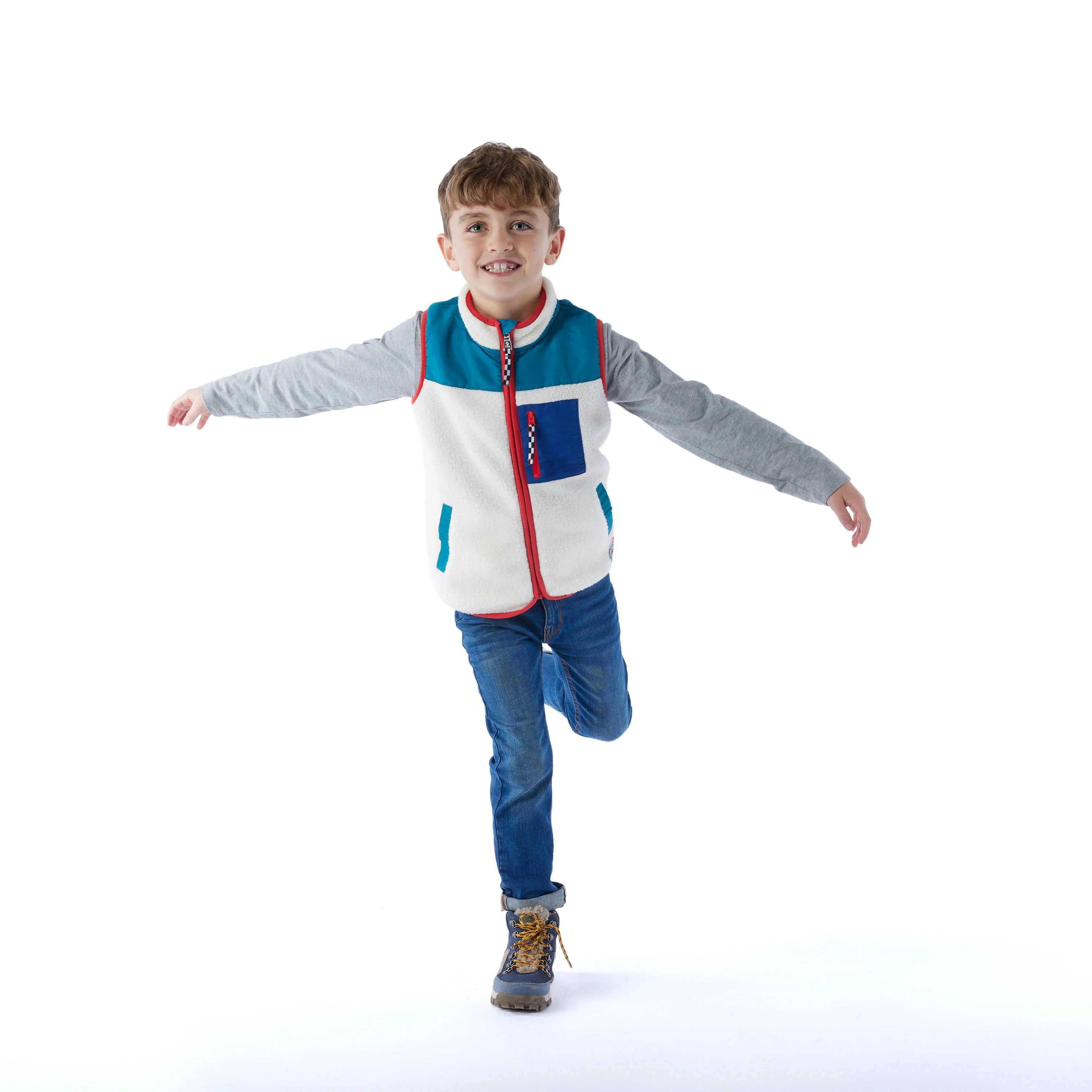 Damara Kids Shaun the Sheep Sherpa Gilet - Woolly/Ocean Blue - Image 4
