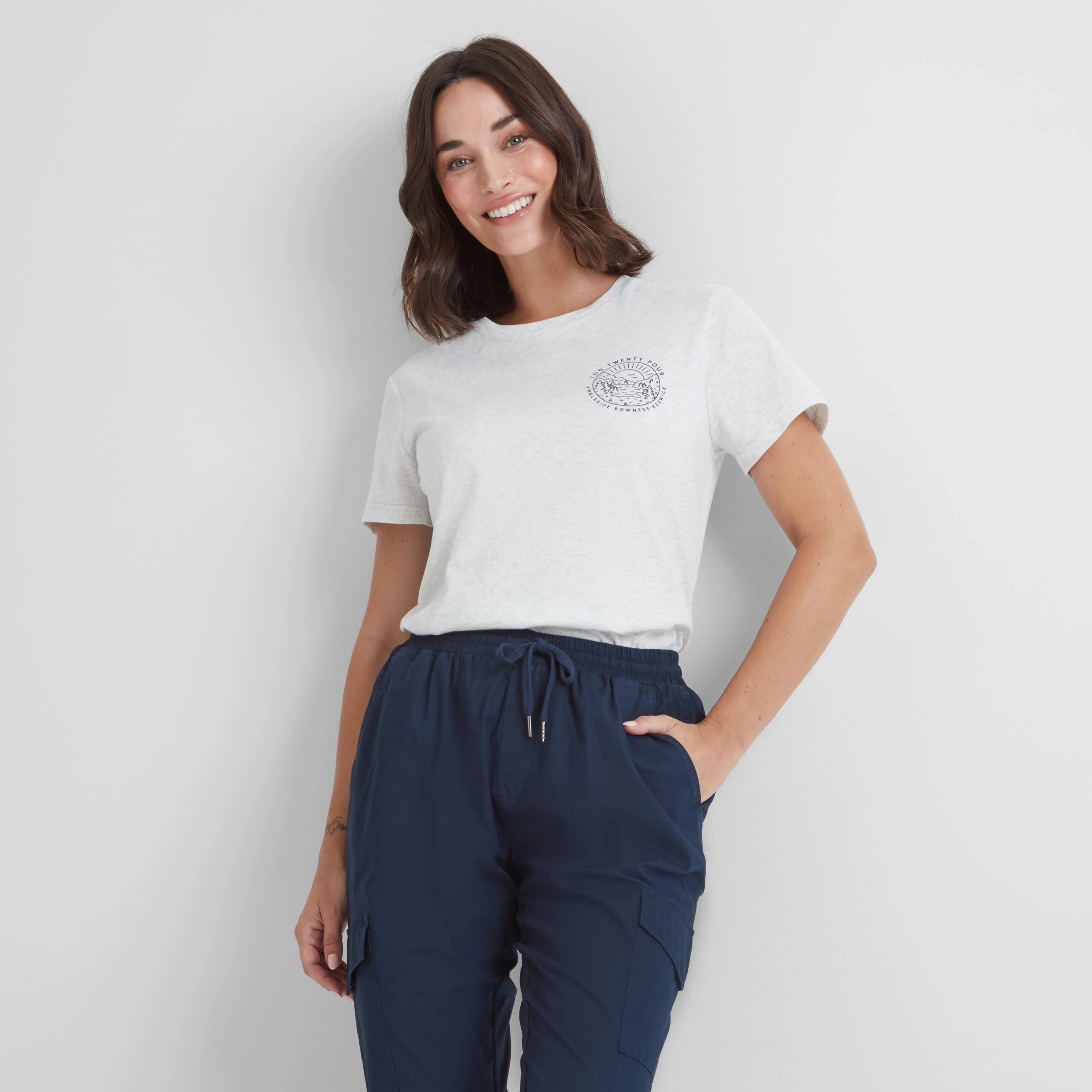 District Womens 100% Cotton Supersoft T-Shirt - Ice Grey Marl - Image 2