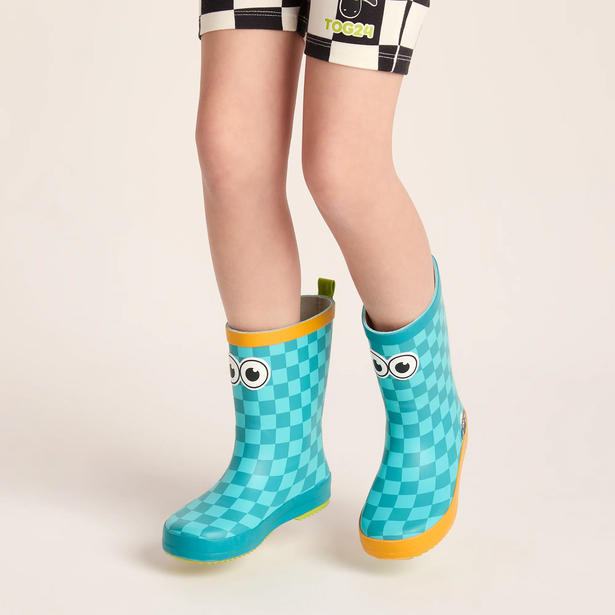 Dorper Kids Shaun the Sheep Wellies - Spearmint/Bubblegum Checkerboard - Image 5