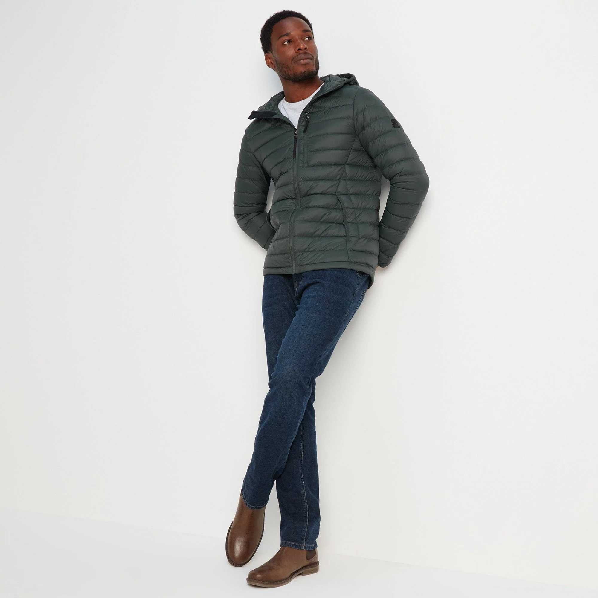 Drax Mens Hooded Down Jacket - Pine Green - Image 2