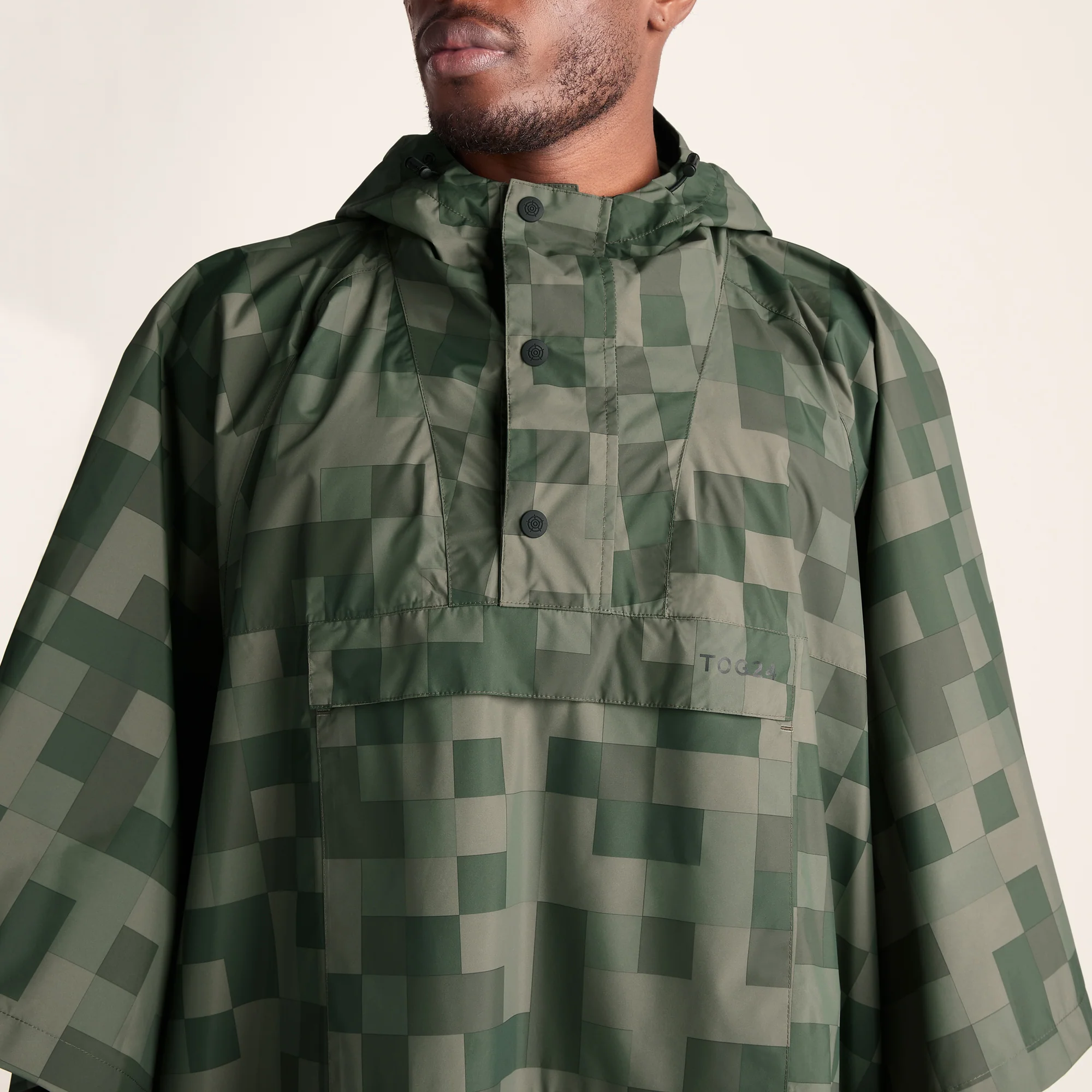 Drench Unisex Waterproof Poncho - Forage Green Pixel Print - Image 5