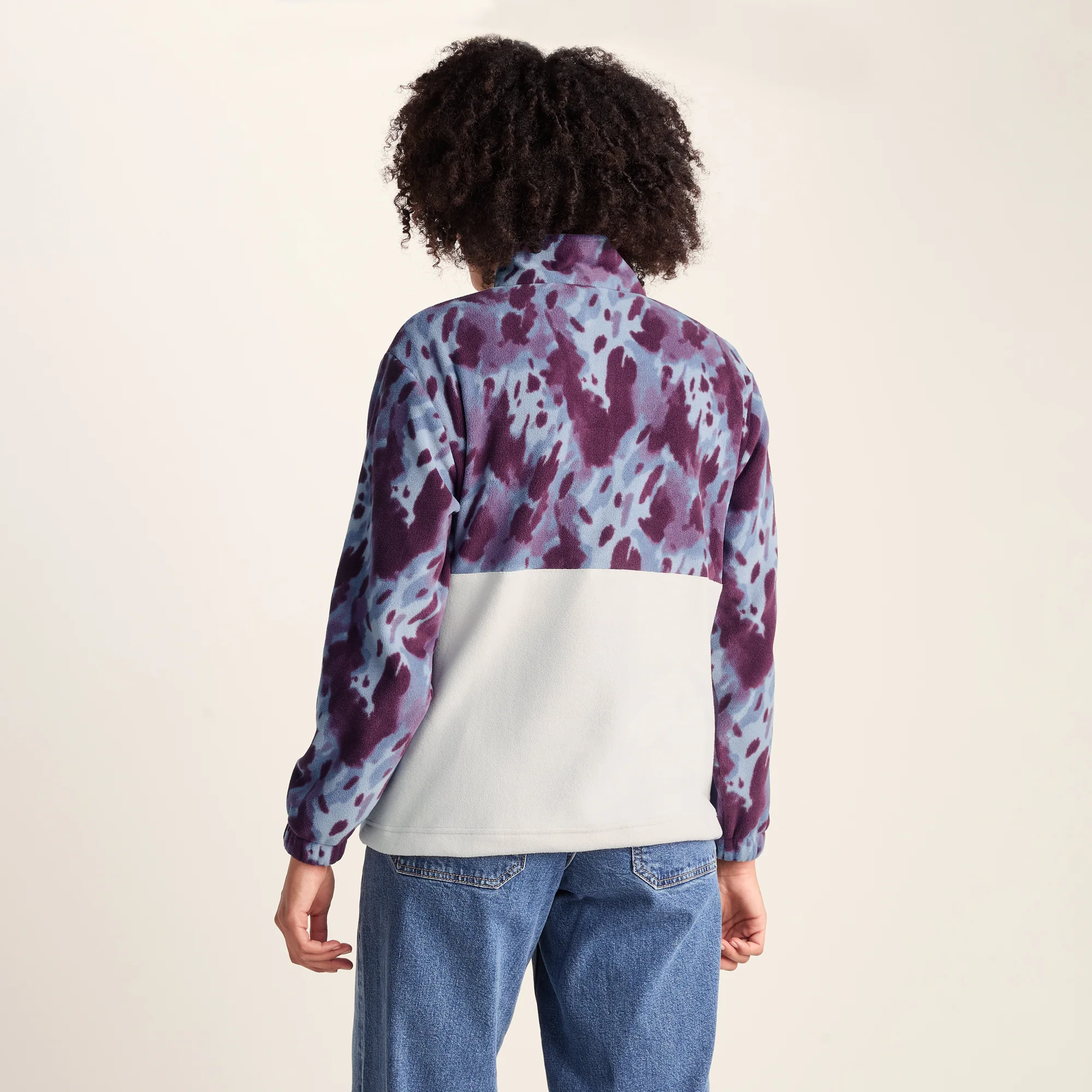 Eden Womens Relaxed Fit Microfleece Zip Neck - Smokey Blue Print - Image 3