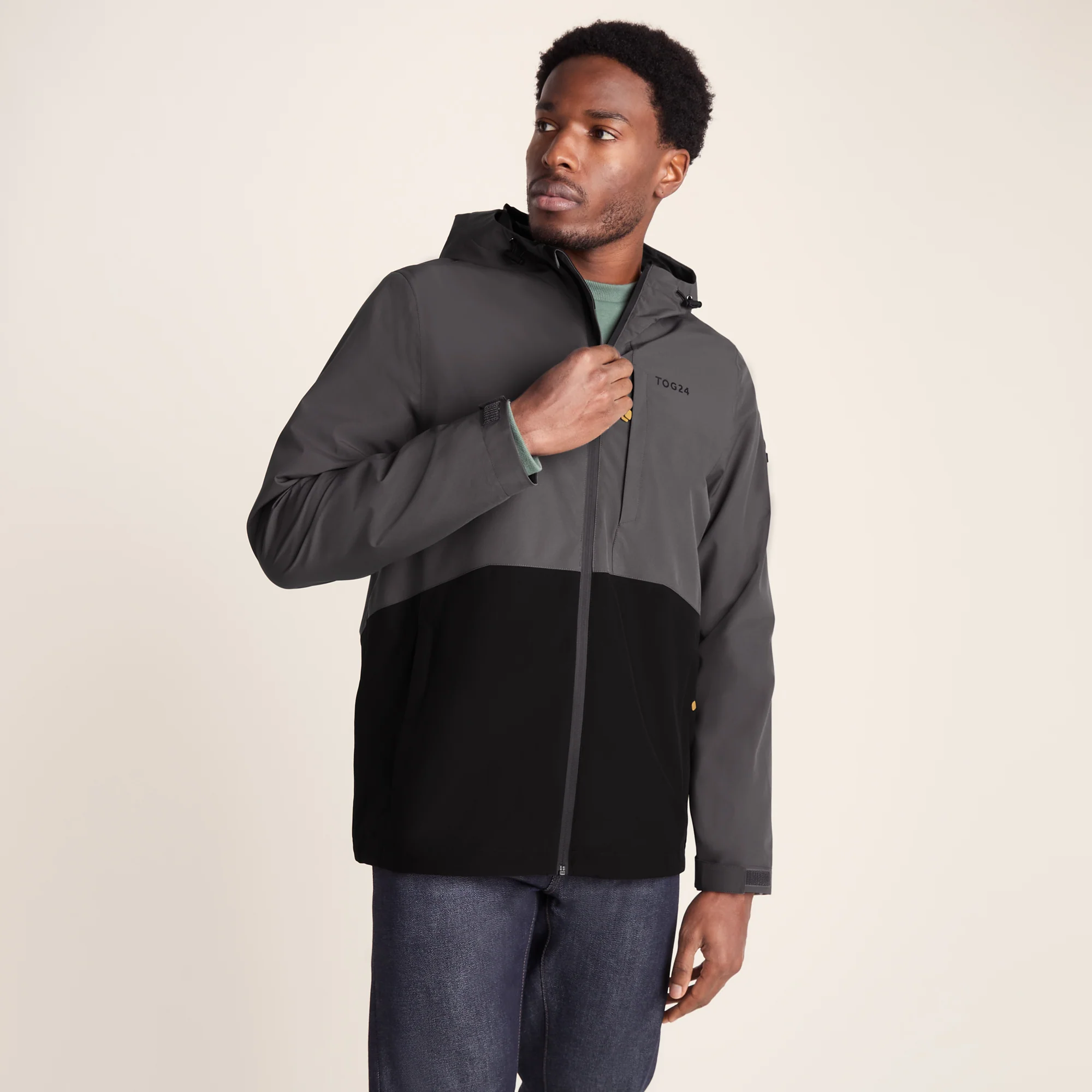 Ellon Mens Waterproof Jacket - Black/Deep Slate - Image 3