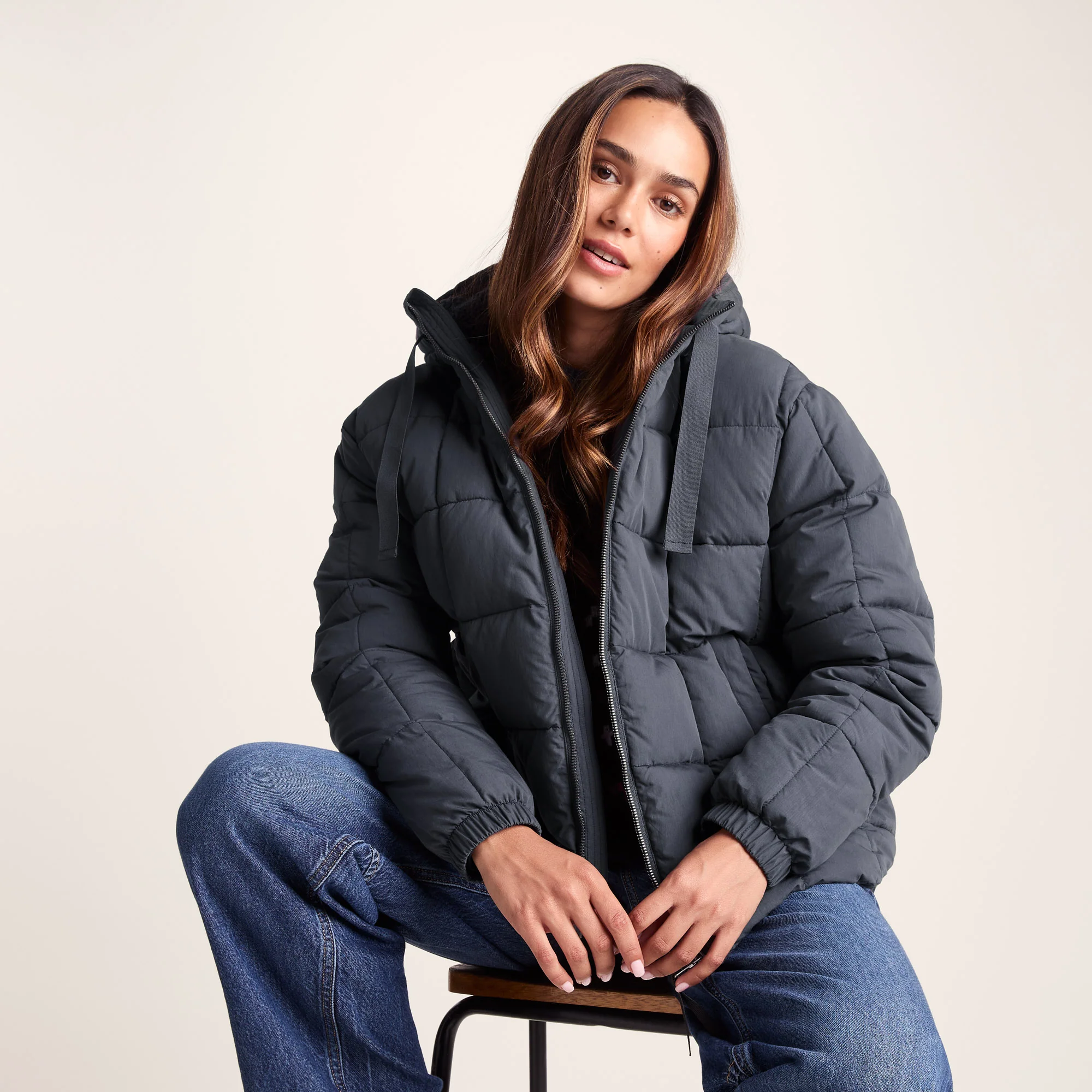 Else Womens Oversized Shower Resistant Heavy Padded Jacket - Washed Blue - Image 3