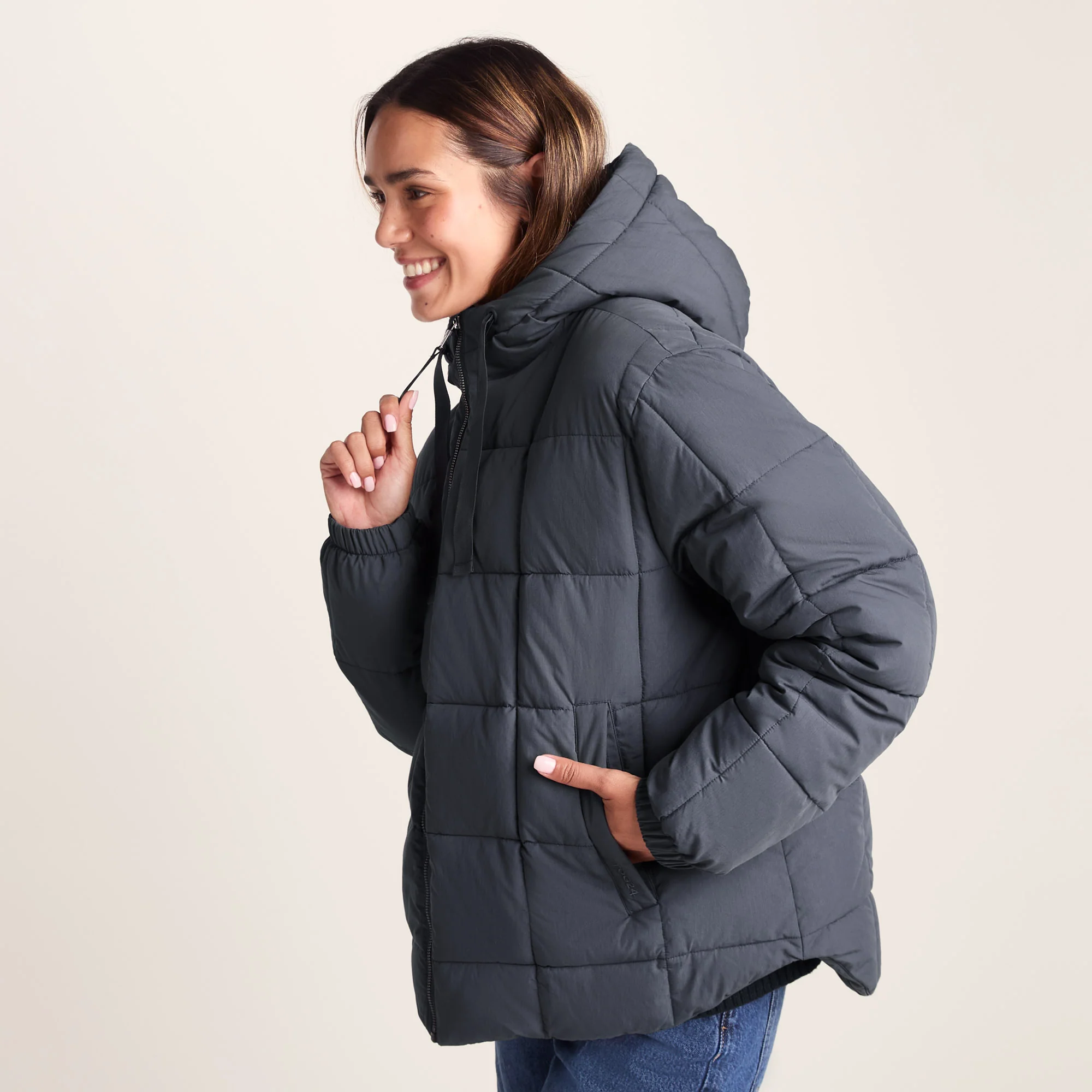 Else Womens Oversized Shower Resistant Heavy Padded Jacket - Washed Blue - Image 4