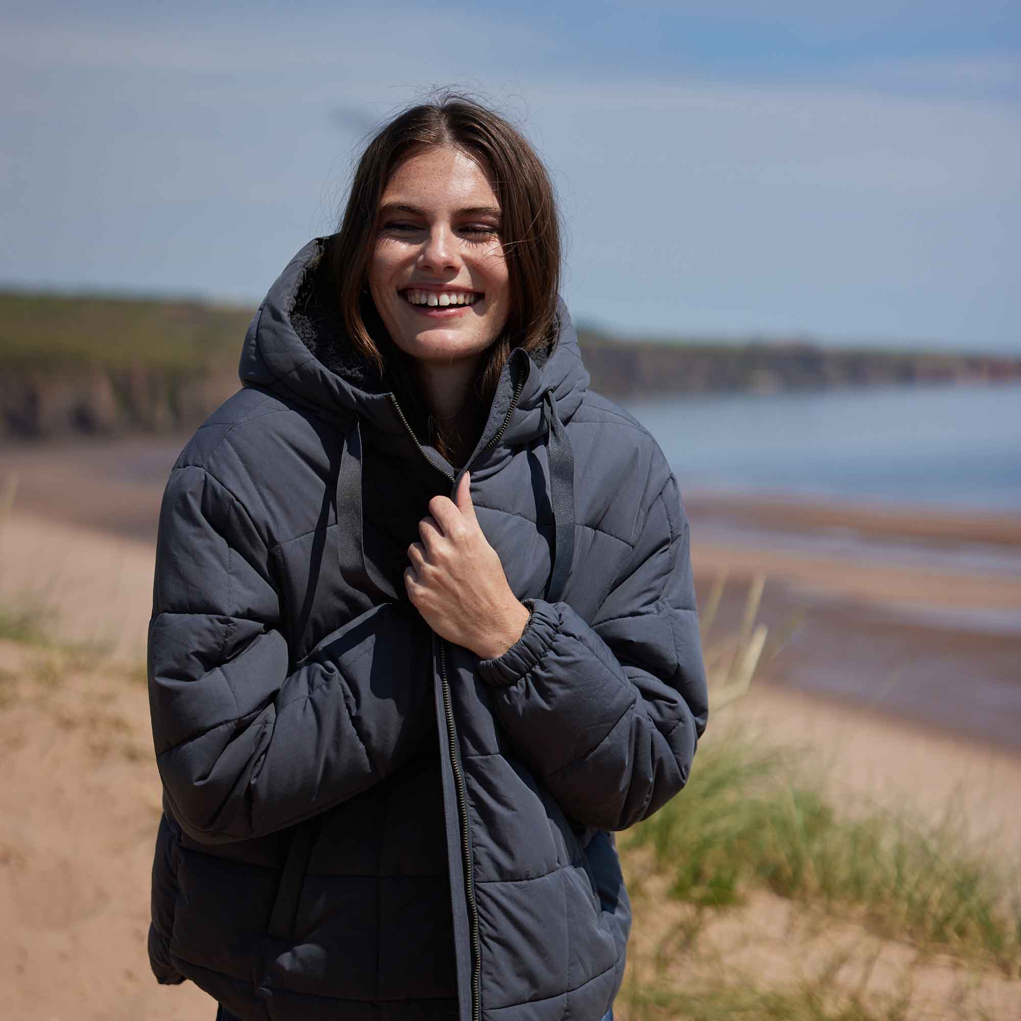 Else Womens Oversized Shower Resistant Heavy Padded Jacket - Washed Blue - Image 5