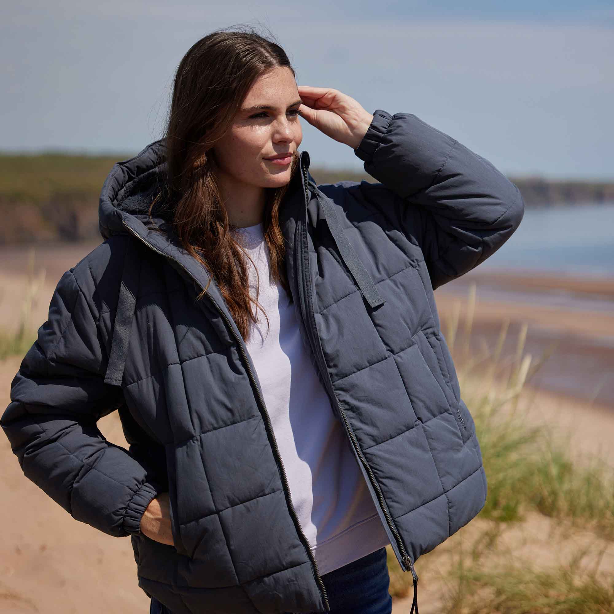 Else Womens Oversized Shower Resistant Heavy Padded Jacket - Washed Blue - Image 6
