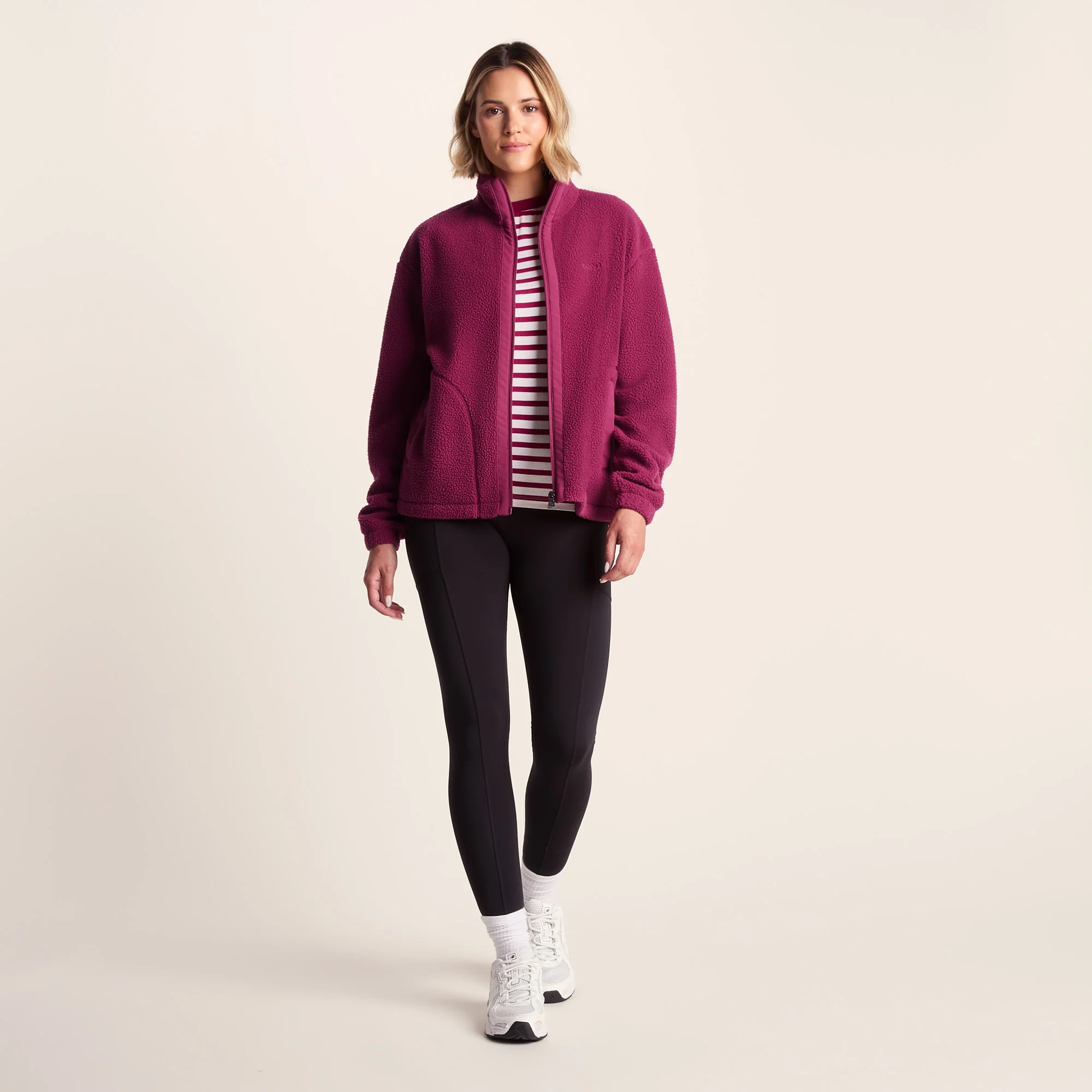 Emilie Womens Relaxed Fit Sherpa Fleece - Washed Burgundy - Image 2