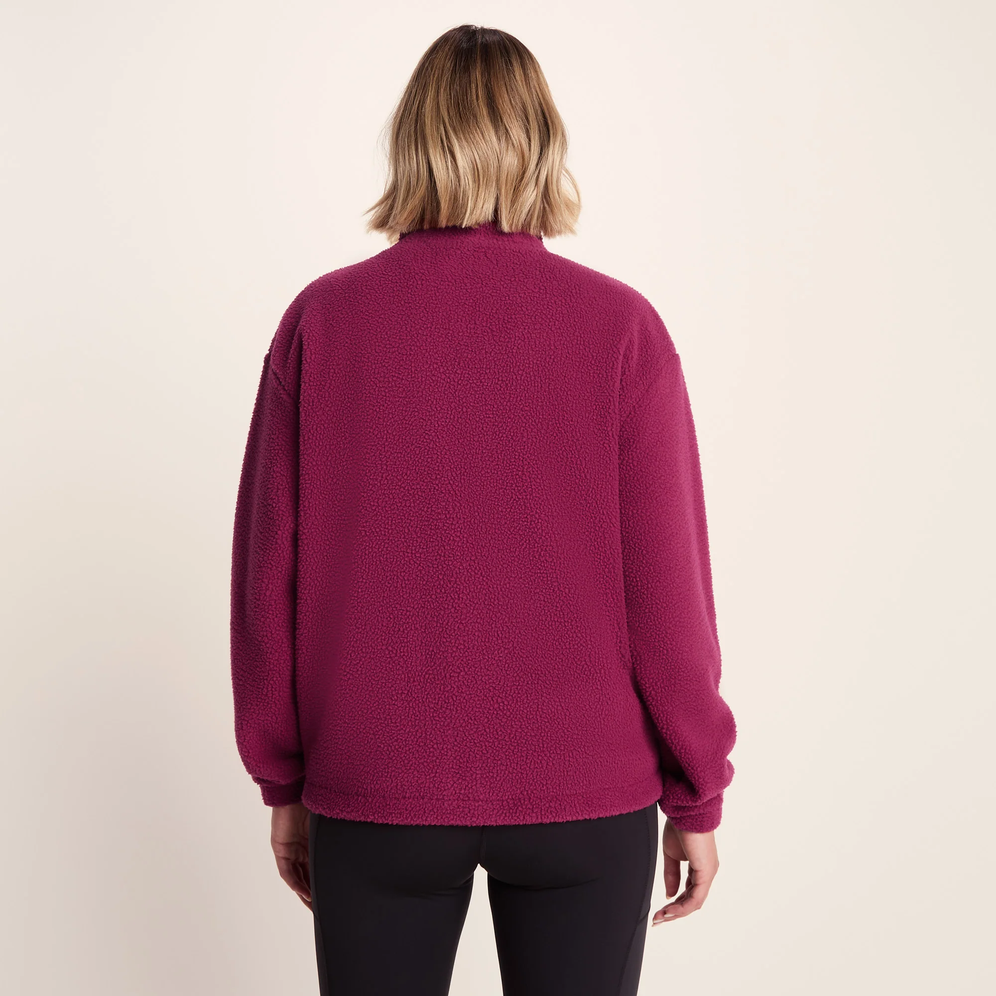 Emilie Womens Relaxed Fit Sherpa Fleece - Washed Burgundy - Image 3