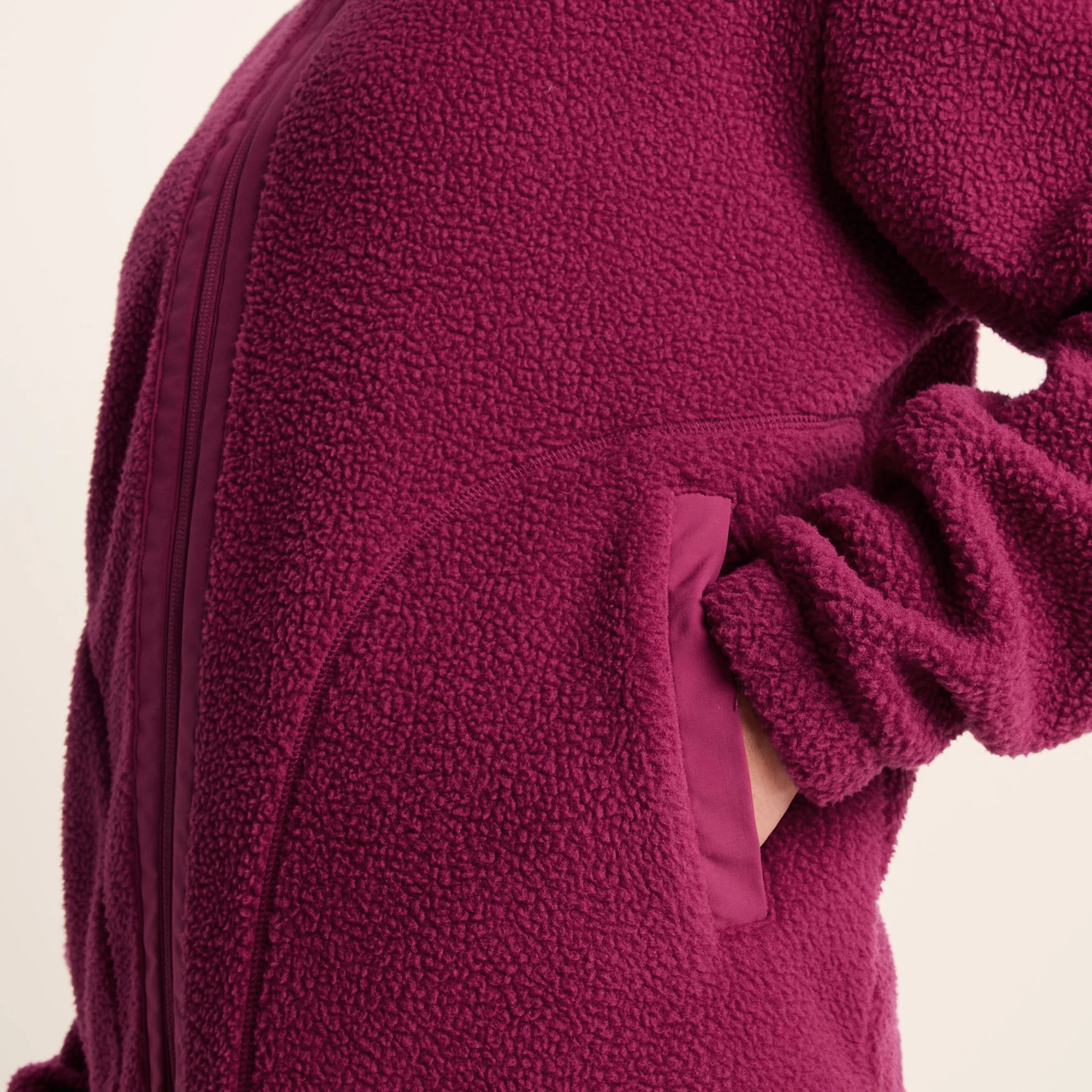 Emilie Womens Relaxed Fit Sherpa Fleece - Washed Burgundy - Image 6