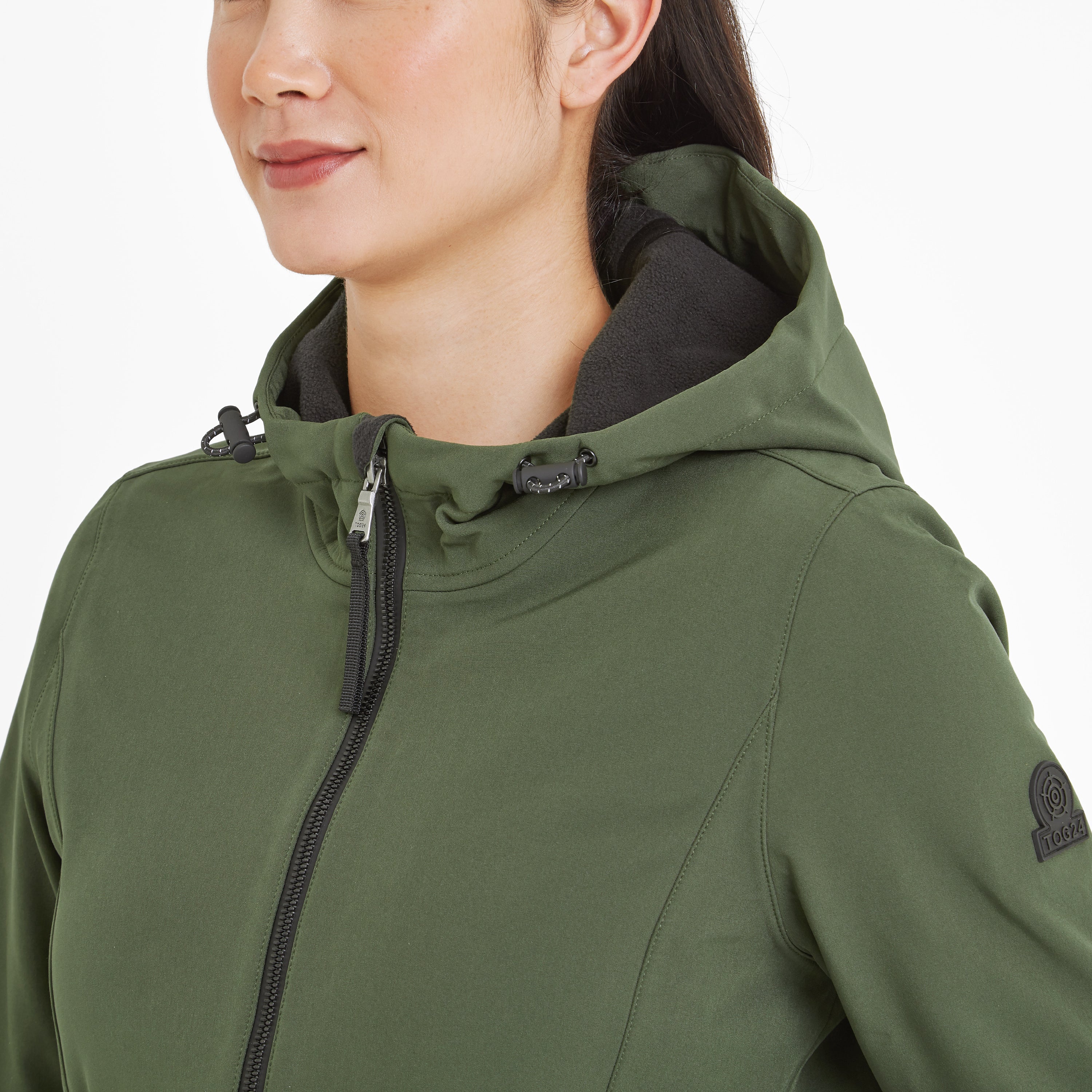 Enya Womens Longline Waterproof Softshell Jacket - Dark Green - Image 5
